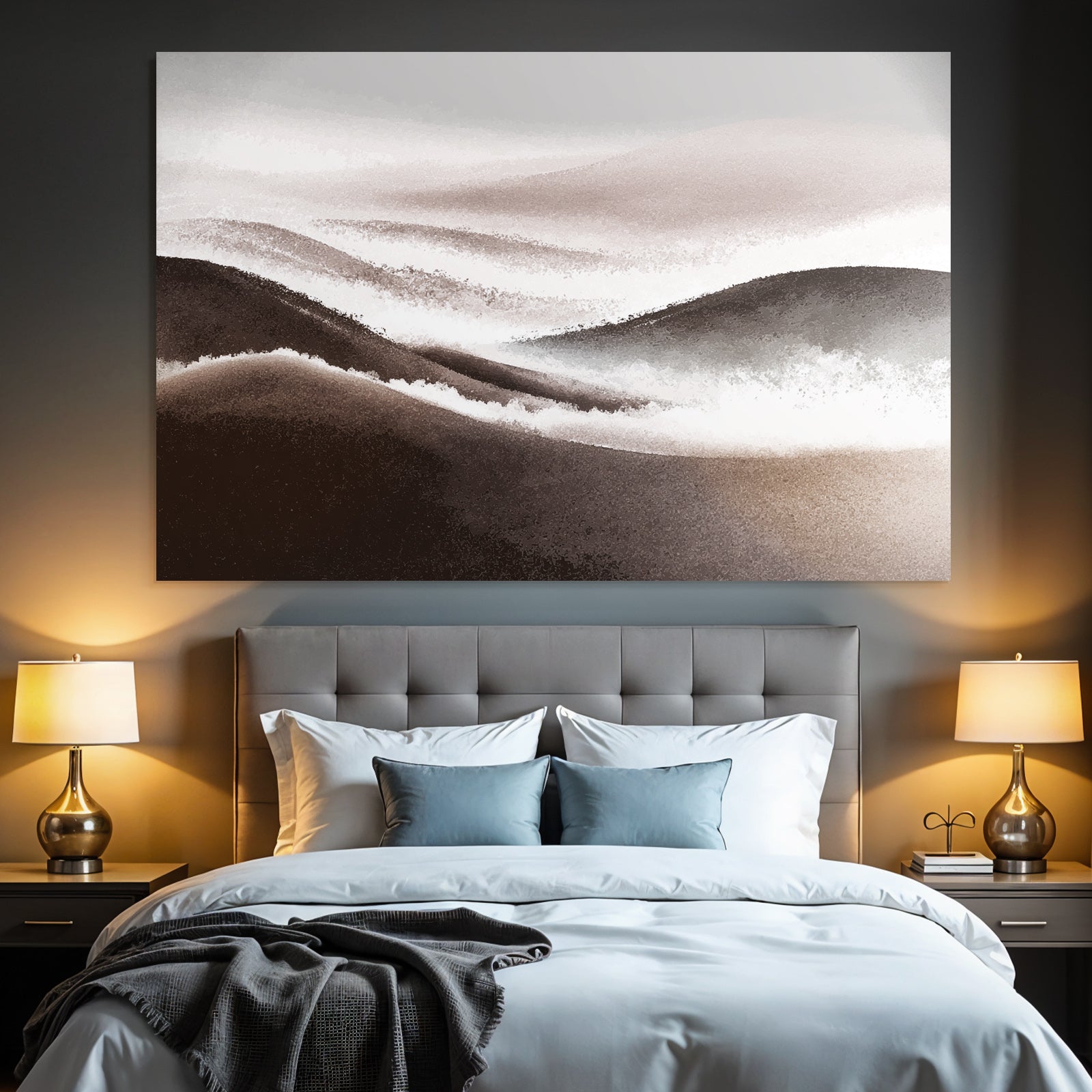 Abstrakte Landschaft Fliessende Linien Neutraltoene