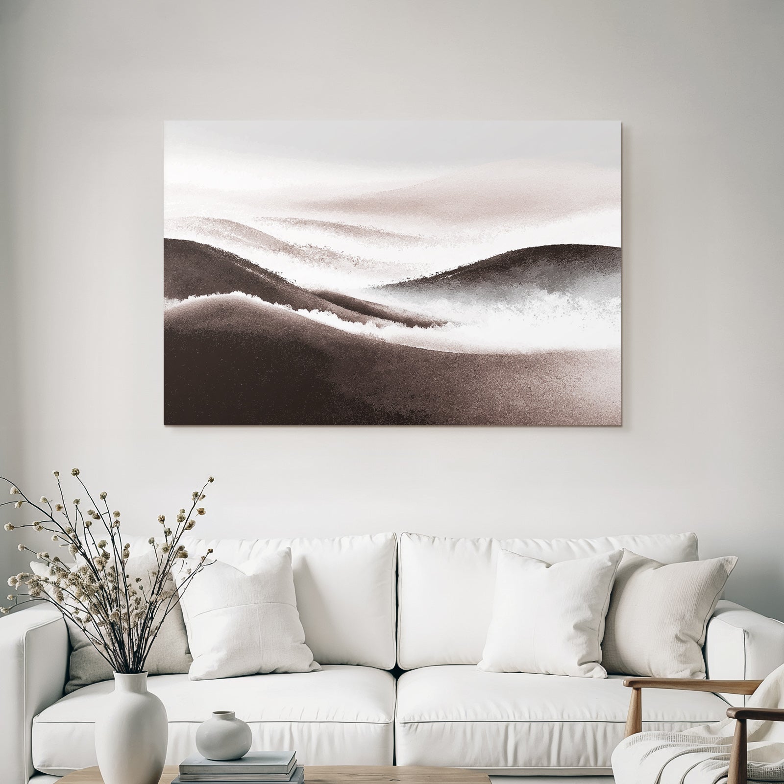 Abstrakte Landschaft Fliessende Linien Neutraltoene