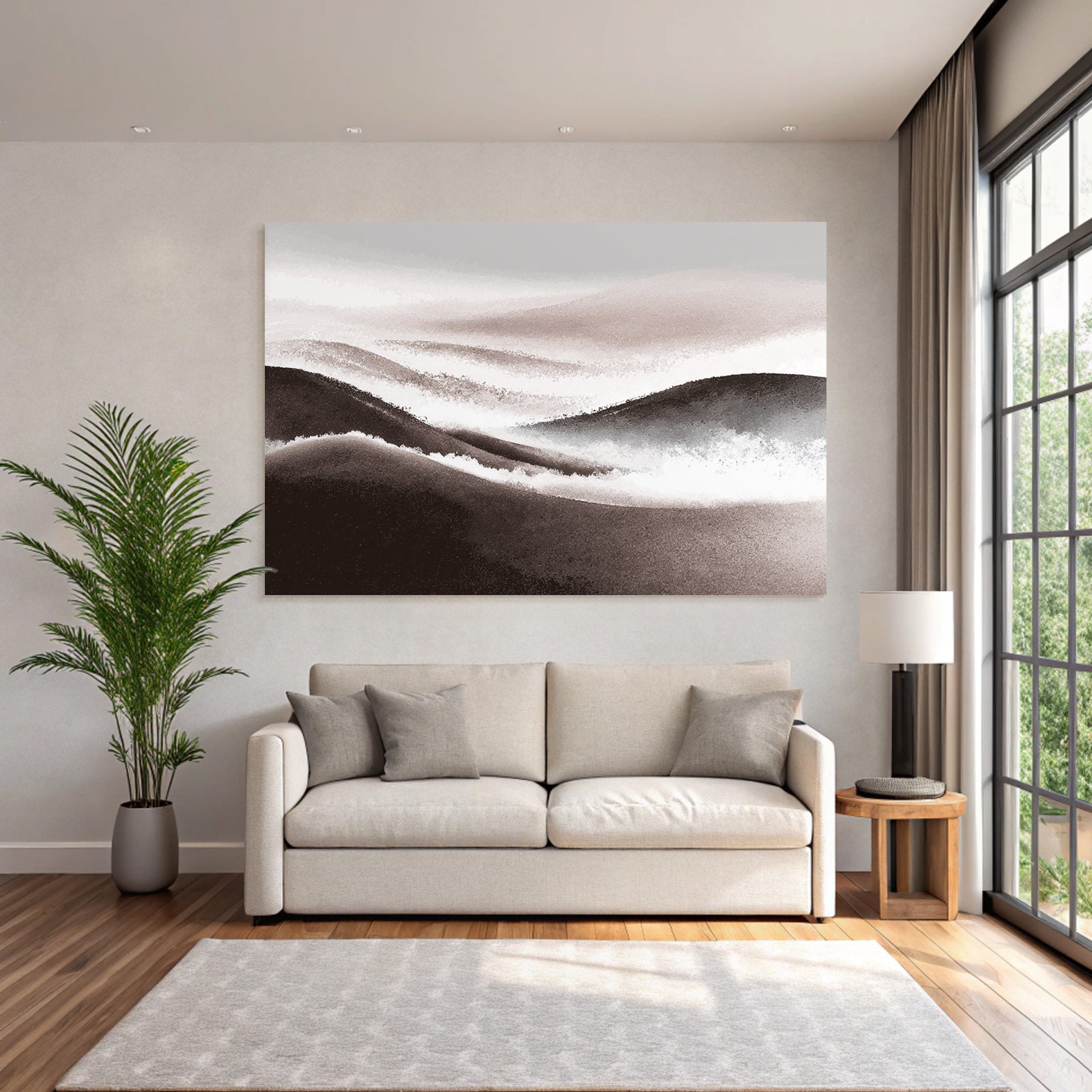 Abstrakte Landschaft Fliessende Linien Neutraltoene