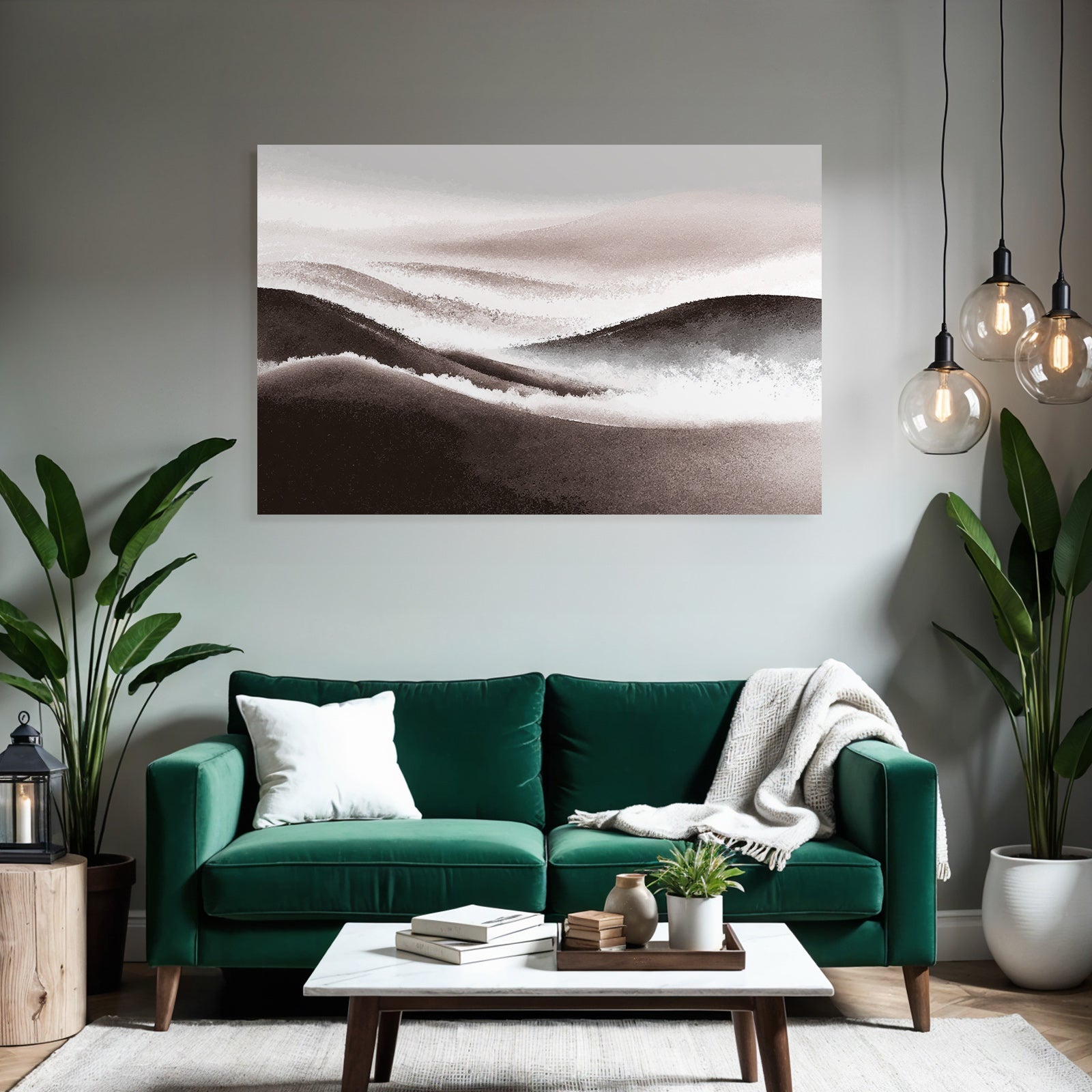 Abstrakte Landschaft Fliessende Linien Neutraltoene