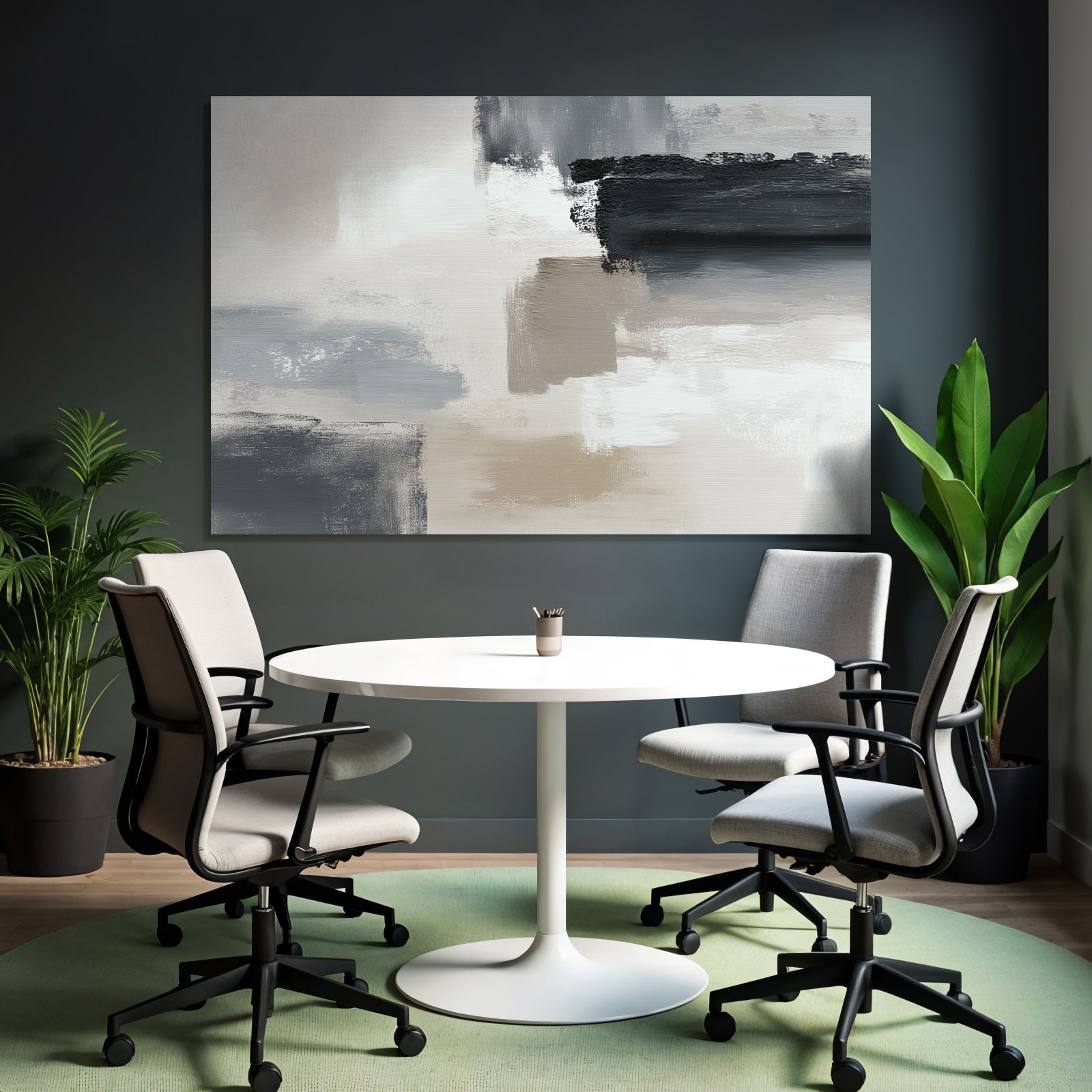 Abstrakte Malerei Sanfte Farben Grau Beige Weiss Schwarz