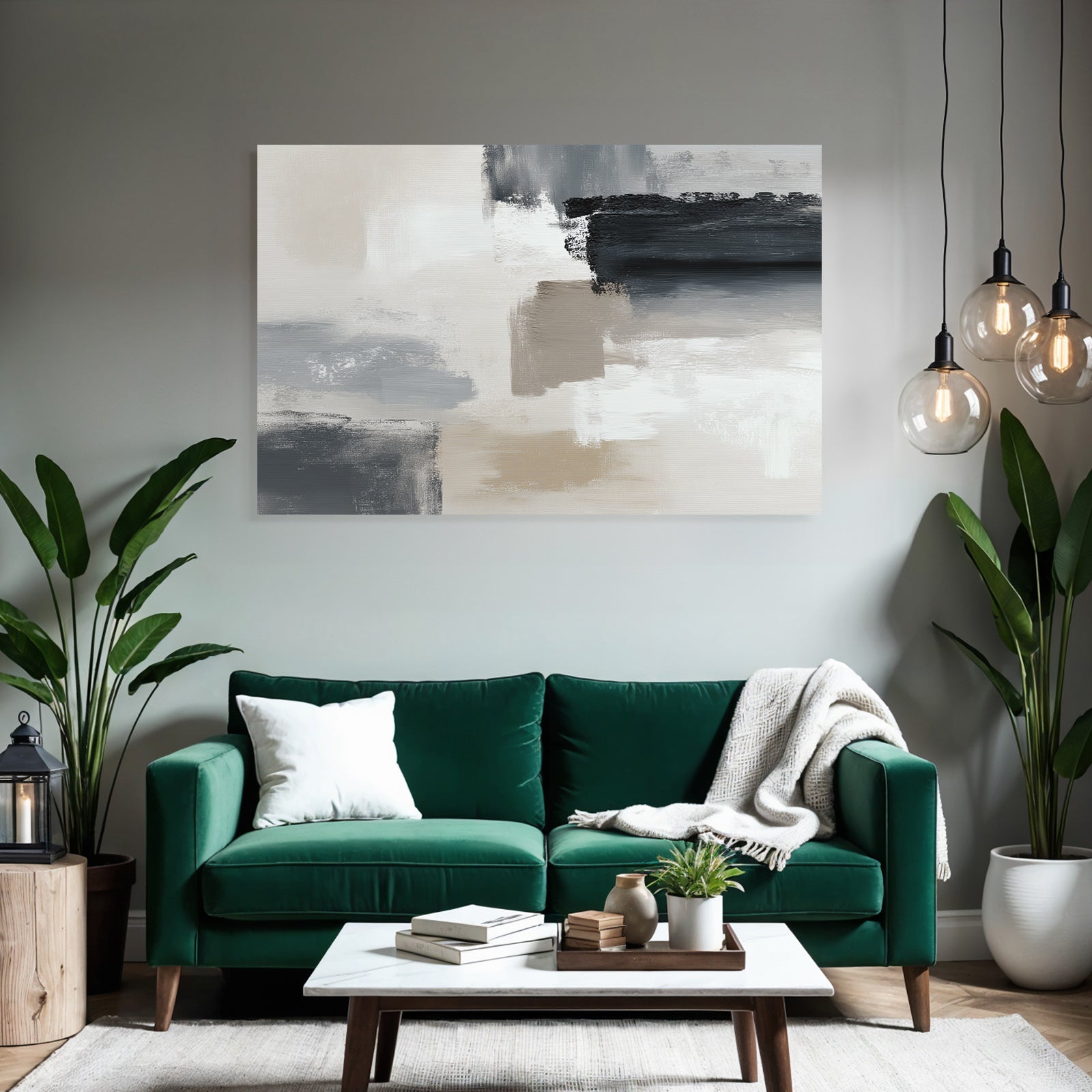 Abstrakte Malerei Sanfte Farben Grau Beige Weiss Schwarz