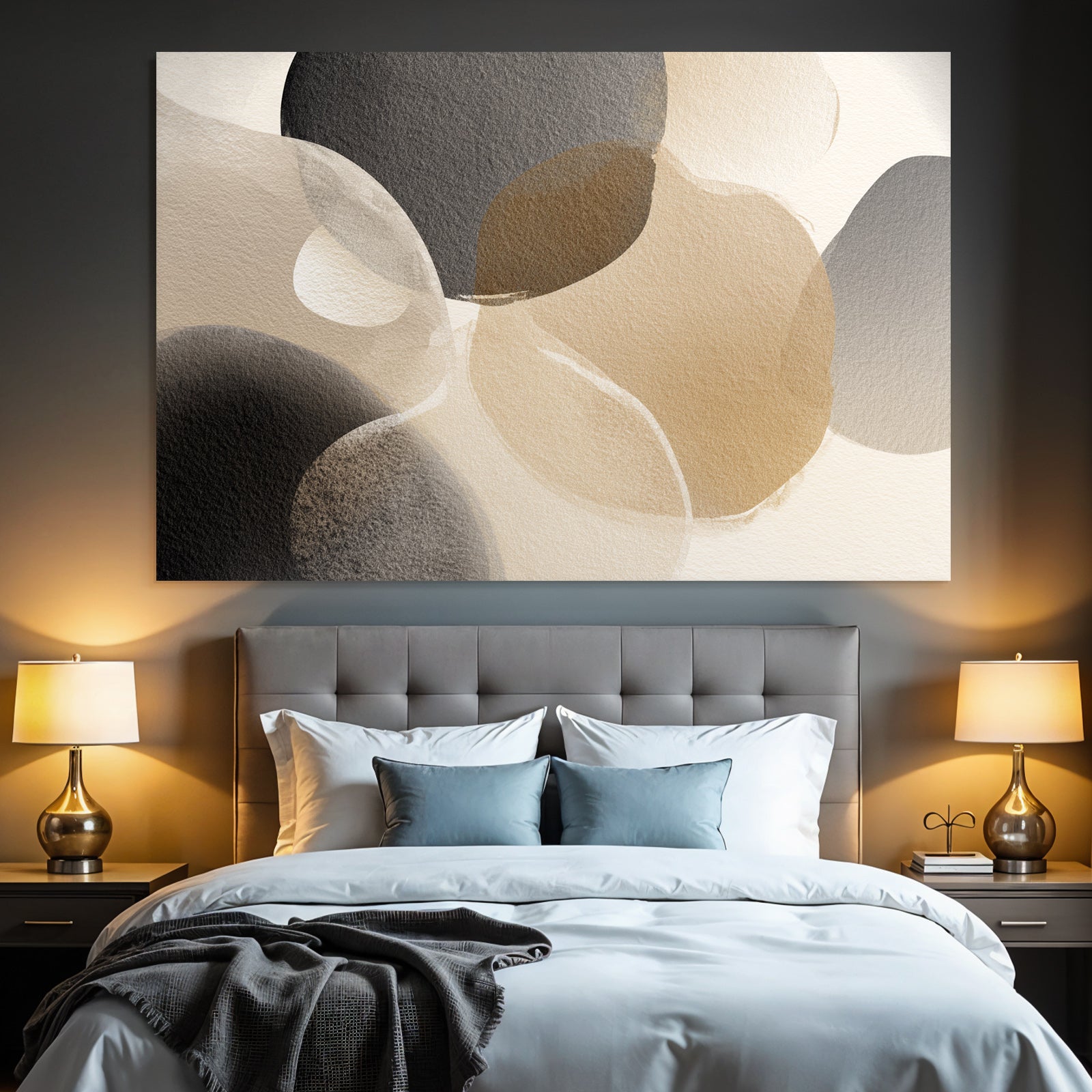 Abstrakte Wasserfarbenformen In Schwarz Beige Und Braun Auf Weichem Hintergrund