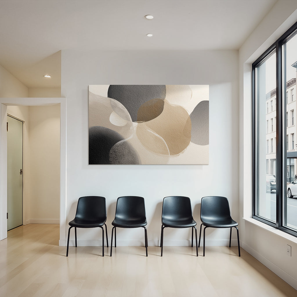 Abstrakte Wasserfarbenformen In Schwarz Beige Und Braun Auf Weichem Hintergrund