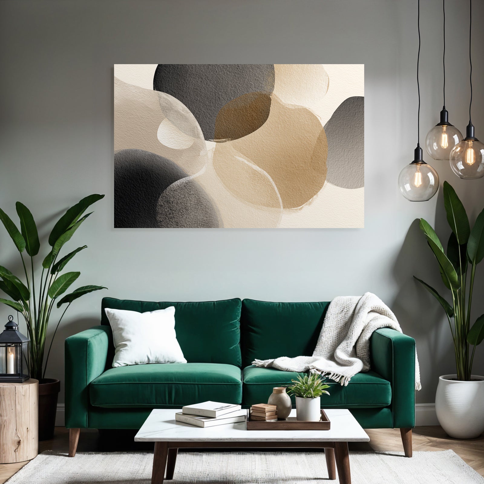 Abstrakte Wasserfarbenformen In Schwarz Beige Und Braun Auf Weichem Hintergrund