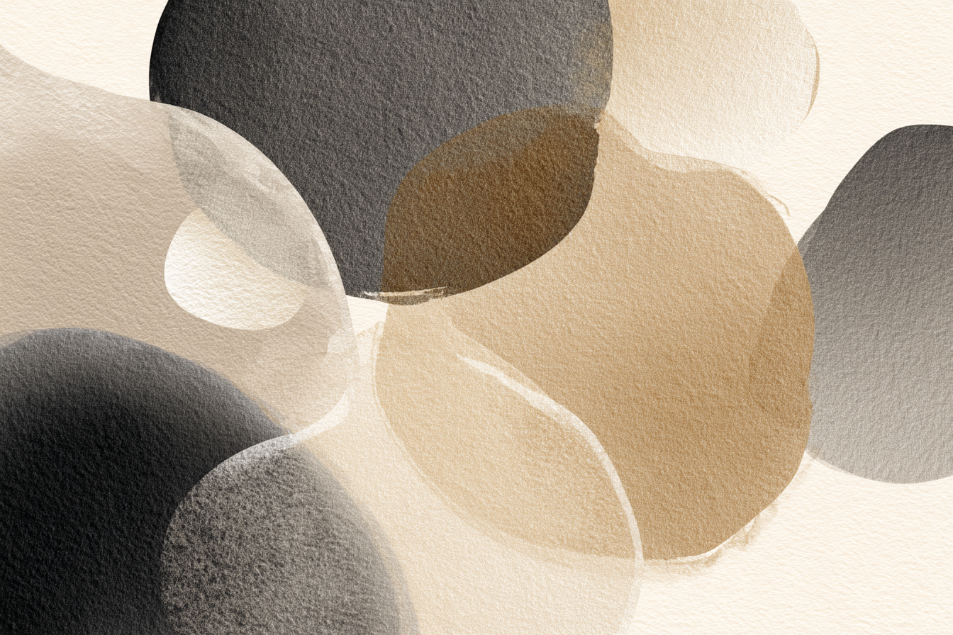 Abstrakte Wasserfarbenformen In Schwarz Beige Und Braun Auf Weichem Hintergrund | Japandi | Einrichtungsstile
