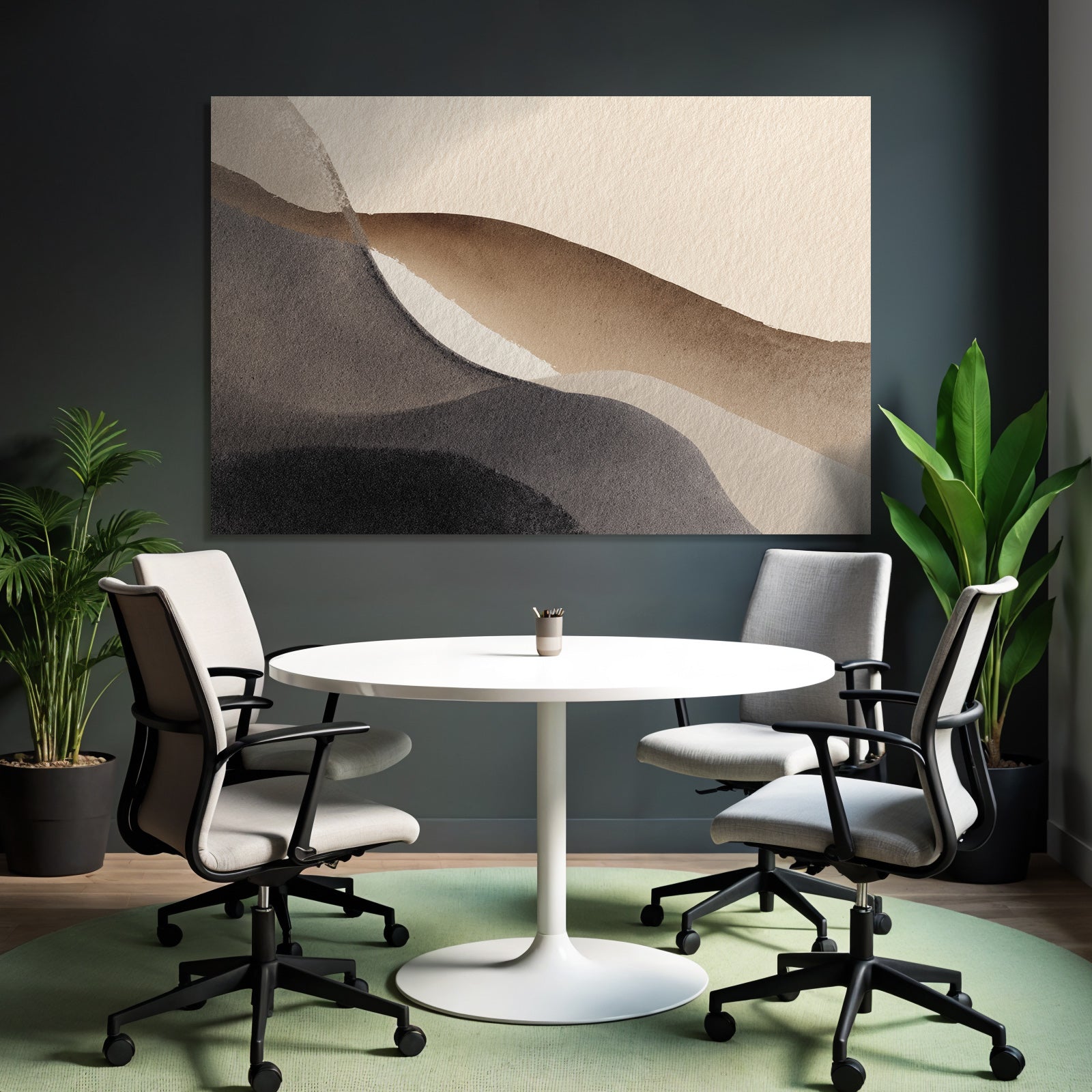 Abstraktes Aquarellbild In Neutralen Toenen