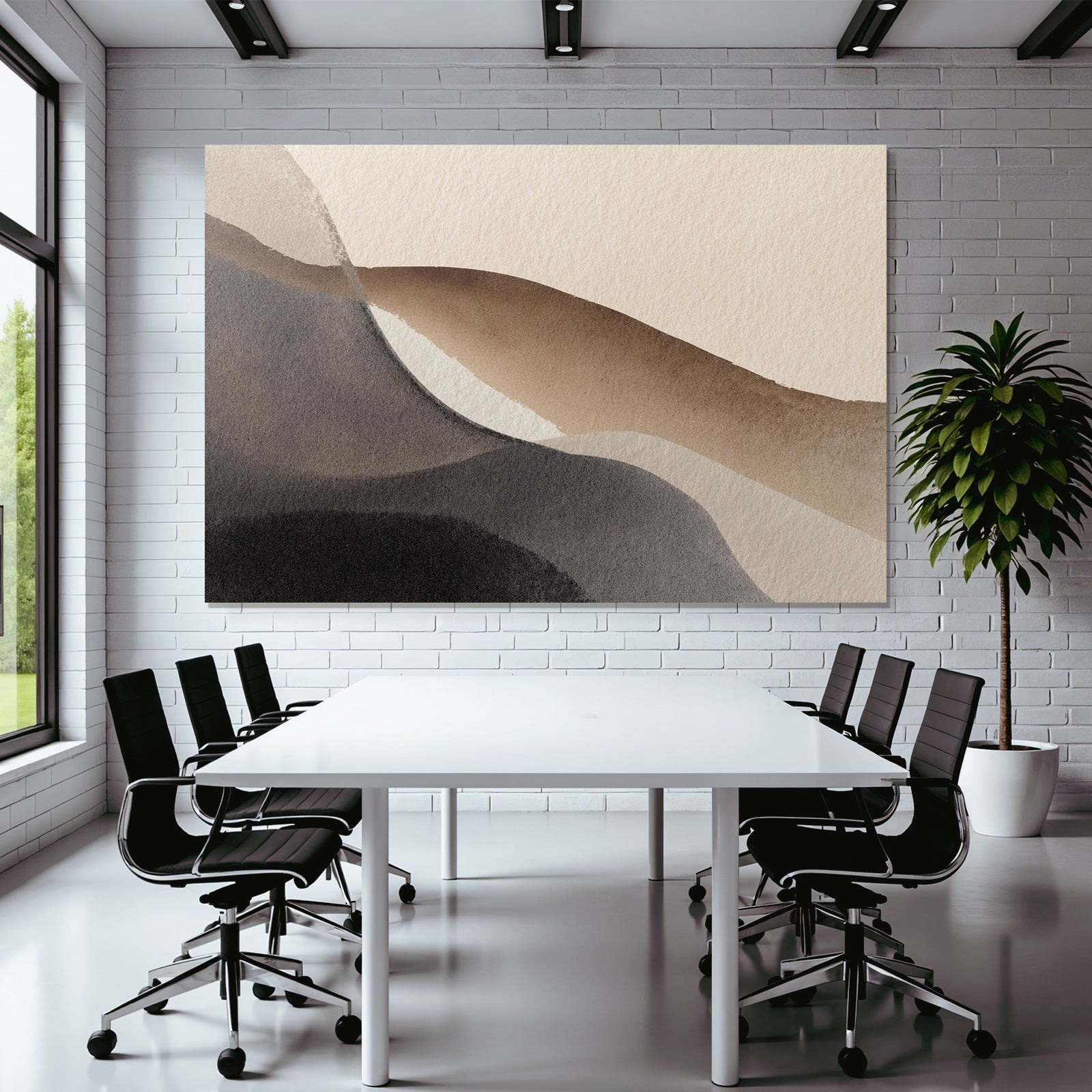 Abstraktes Aquarellbild In Neutralen Toenen