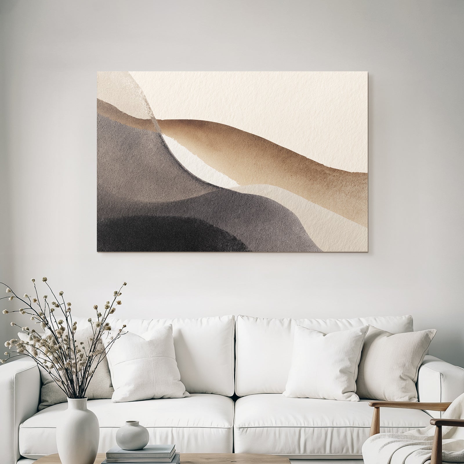 Abstraktes Aquarellbild In Neutralen Toenen