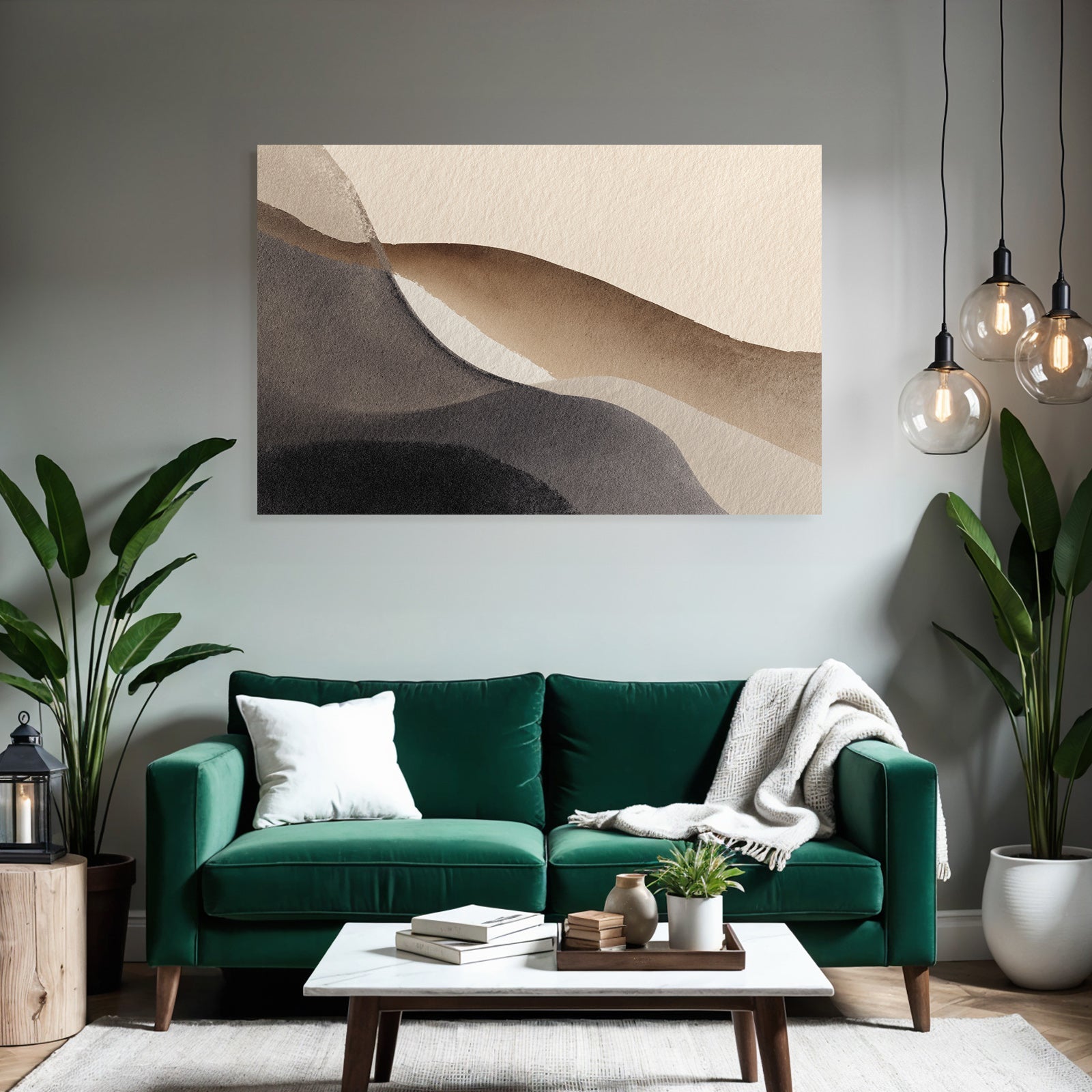 Abstraktes Aquarellbild In Neutralen Toenen