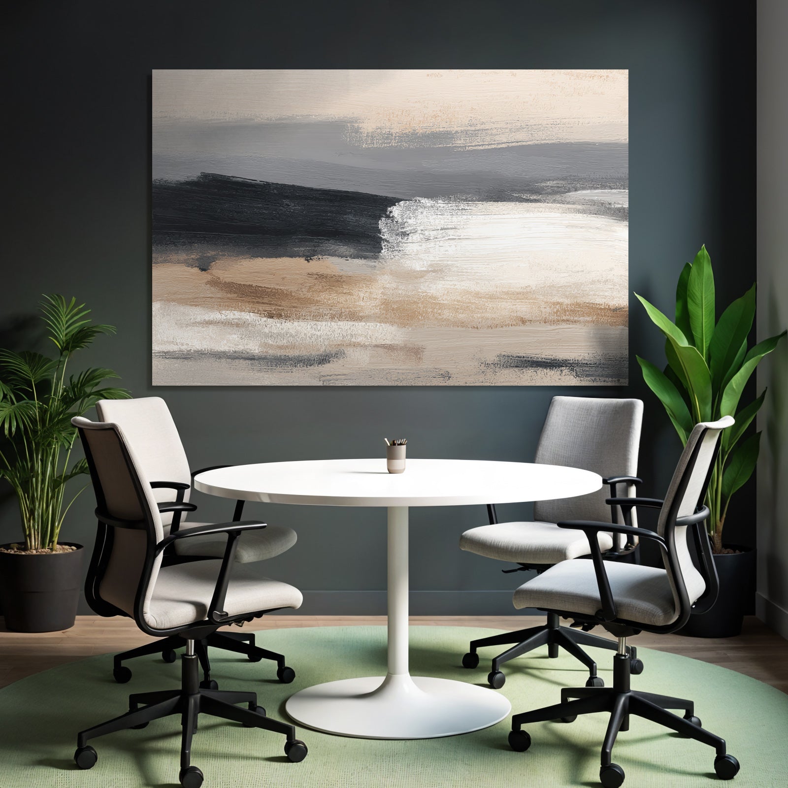 Abstraktes Bild Mit Weichen Farben Grau Beige Und Weiss