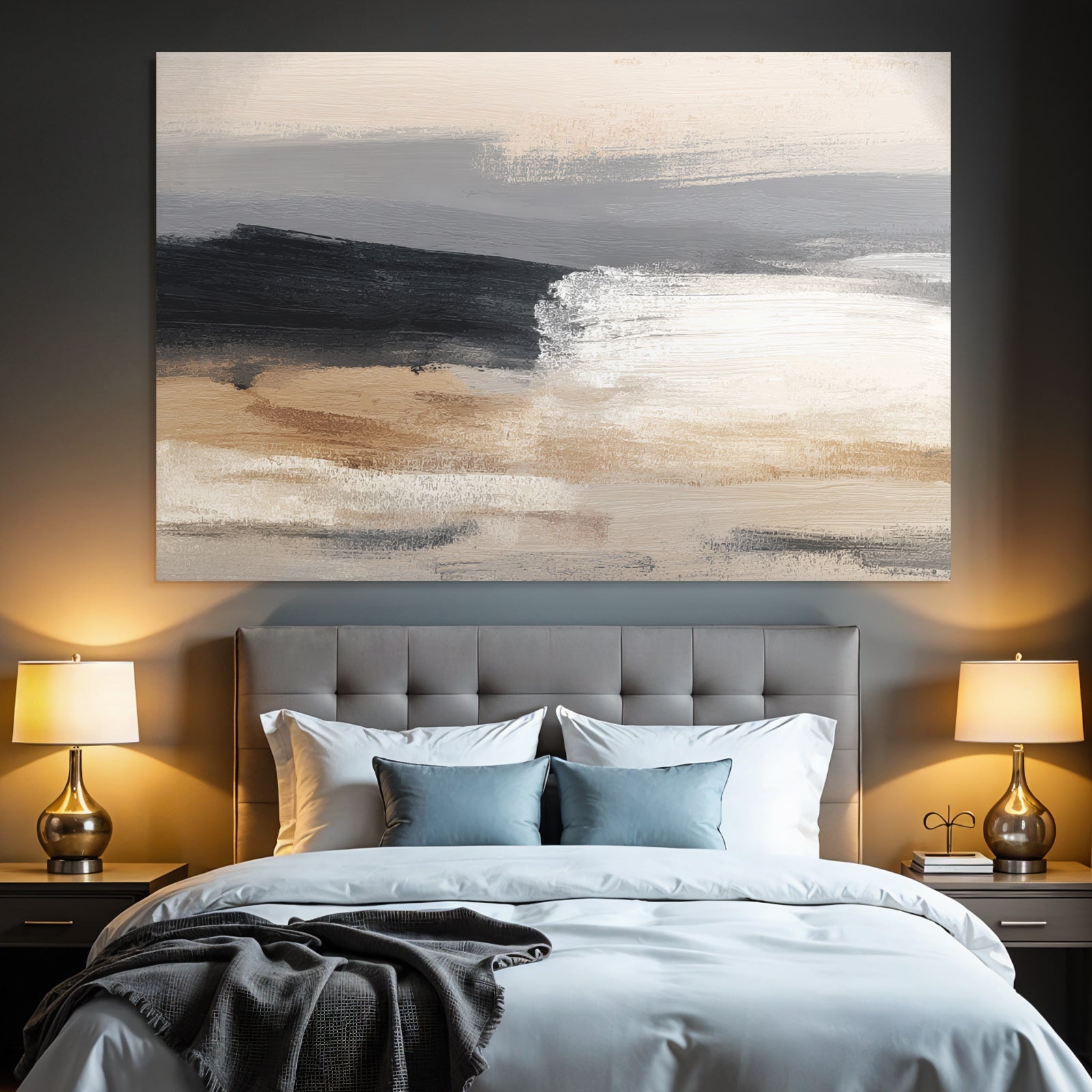 Abstraktes Bild Mit Weichen Farben Grau Beige Und Weiss