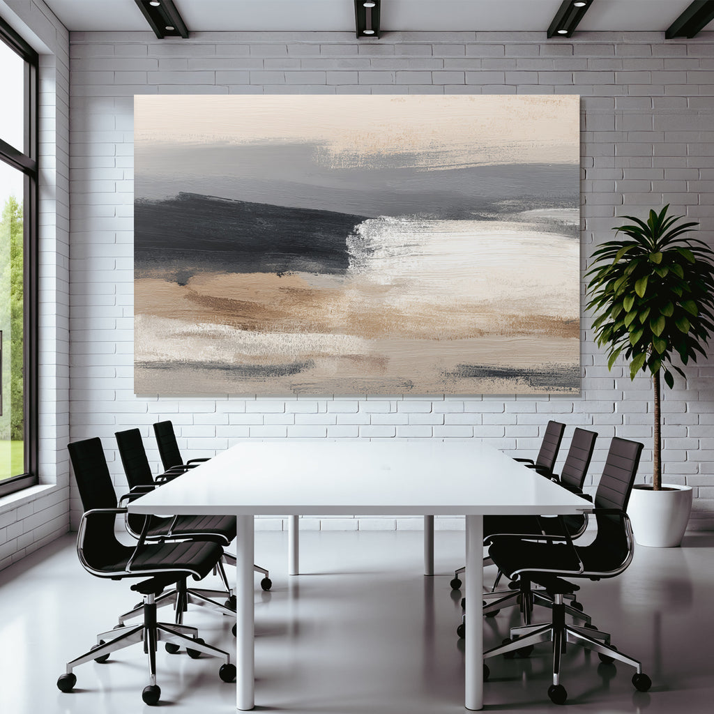 Abstraktes Bild Mit Weichen Farben Grau Beige Und Weiss