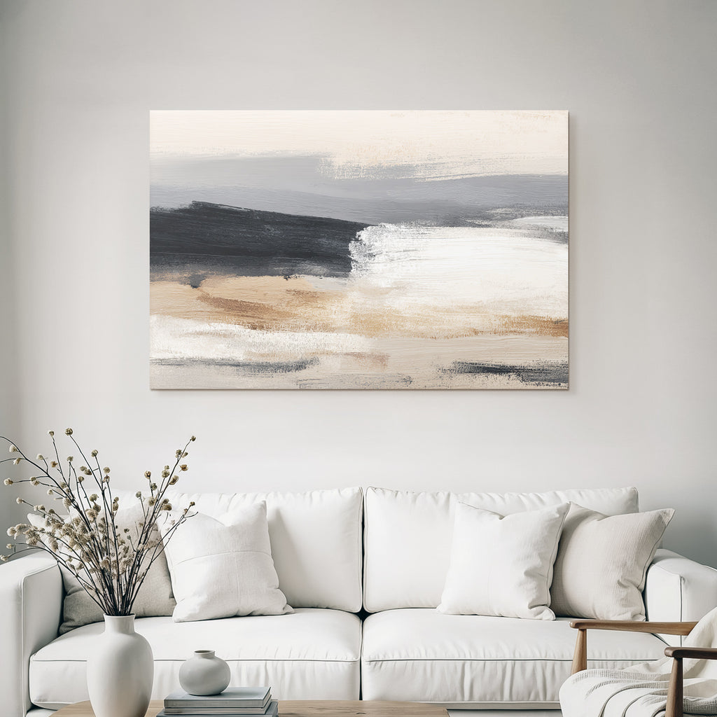 Abstraktes Bild Mit Weichen Farben Grau Beige Und Weiss