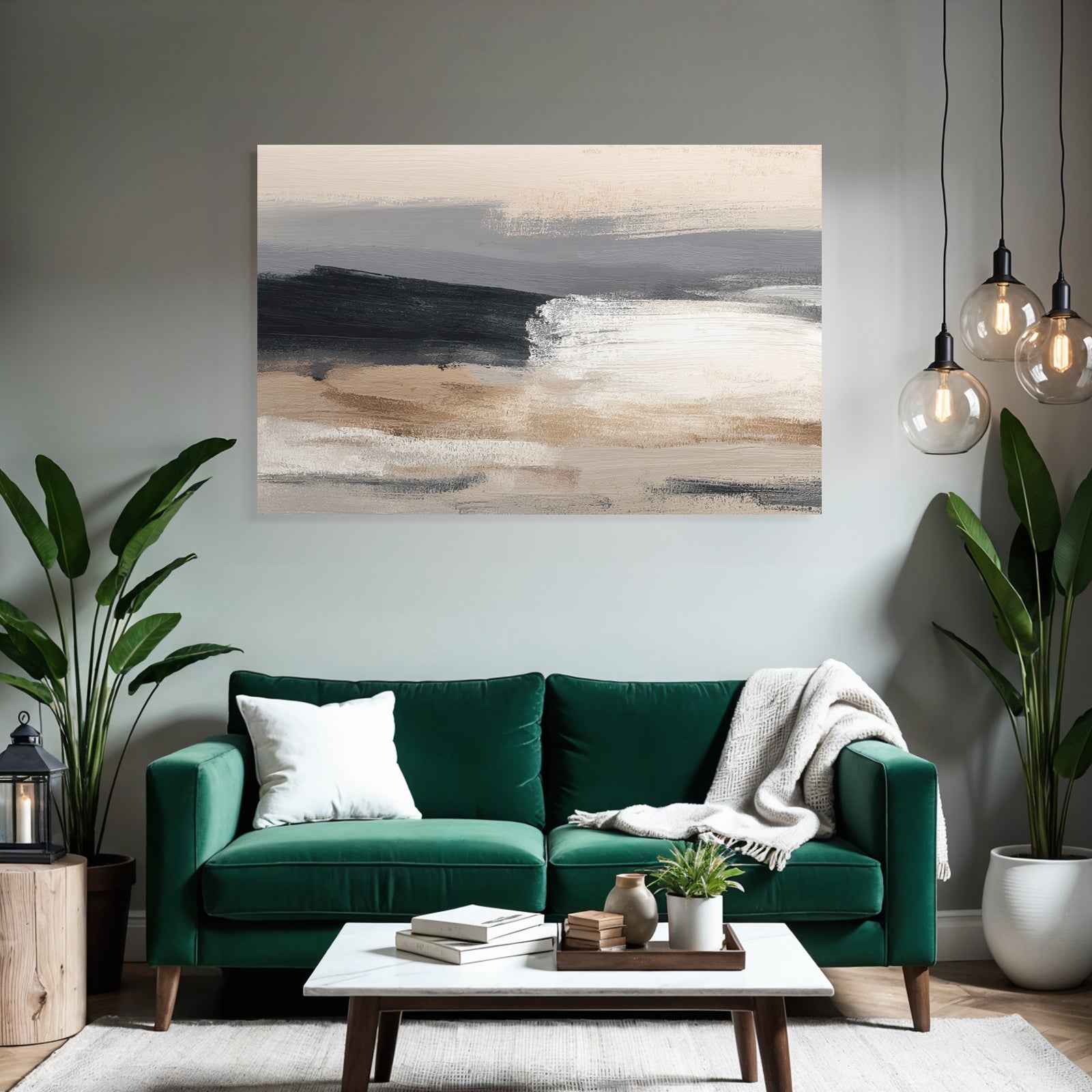 Abstraktes Bild Mit Weichen Farben Grau Beige Und Weiss