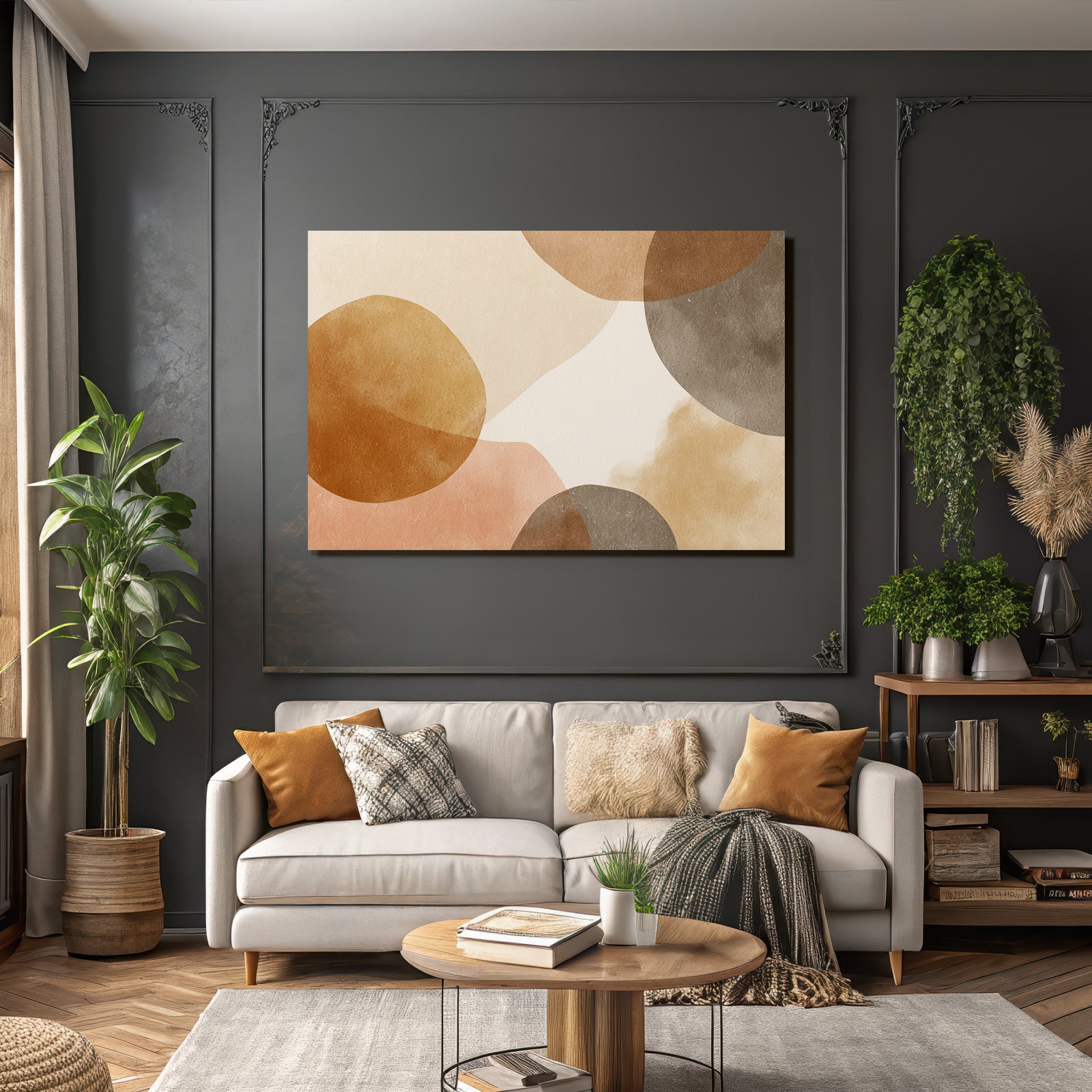 Abstraktes Design Erdtoene Circle Shapes Hintergrund Light