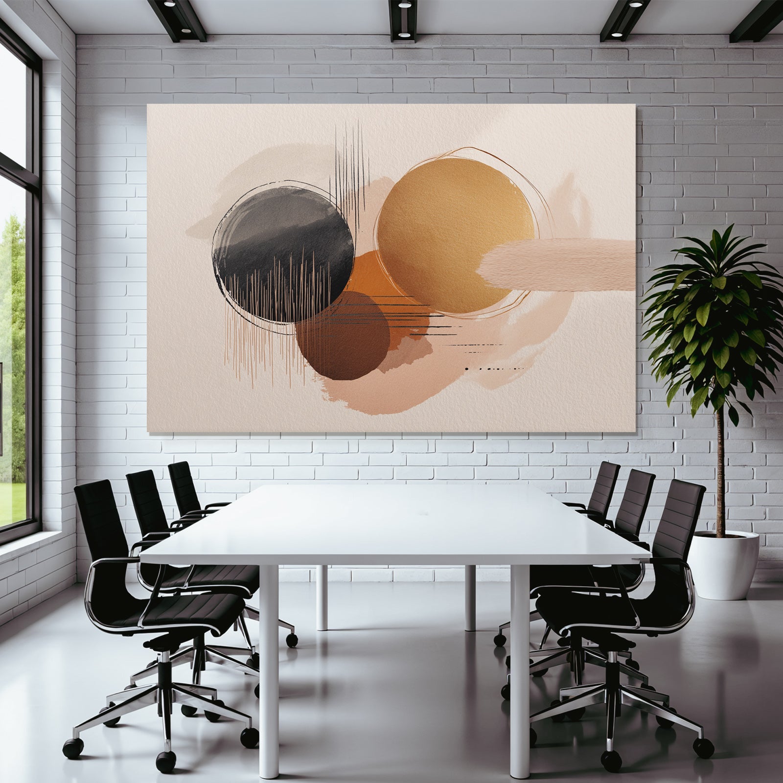 Abstraktes Design Kreise Pinselstriche Gedaemmt Farben