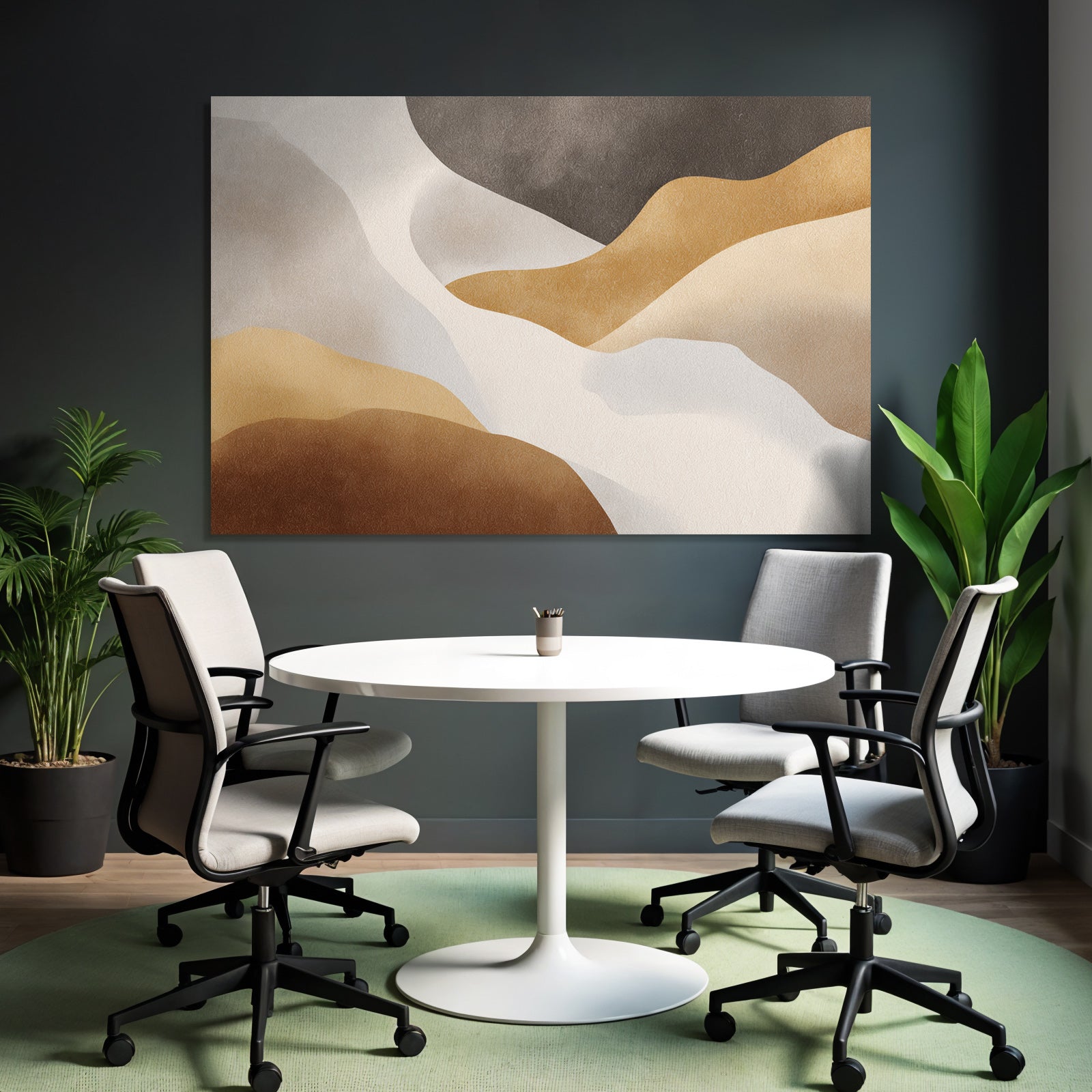 Abstraktes Design Organische Formen Erdtoene Braun Beige Grau