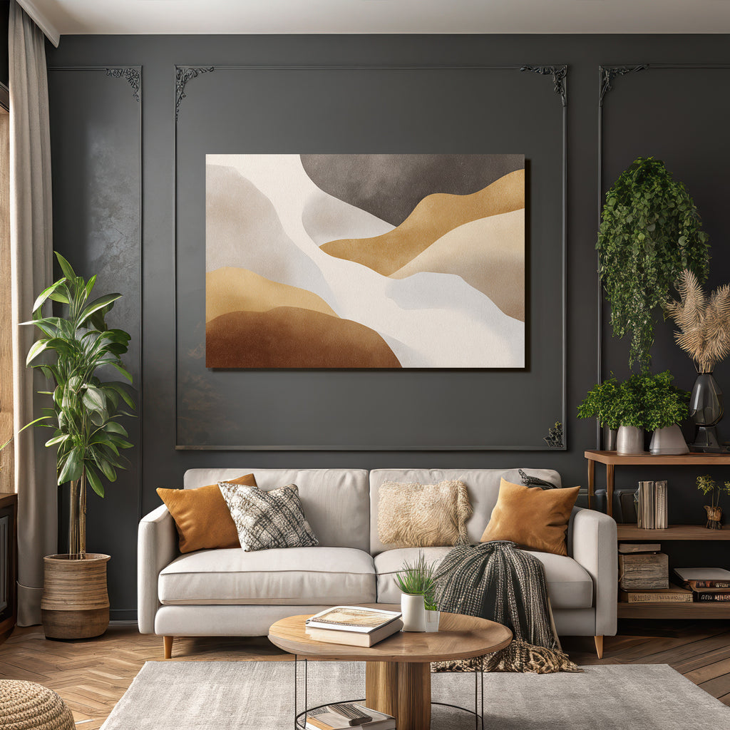 Abstraktes Design Organische Formen Erdtoene Braun Beige Grau