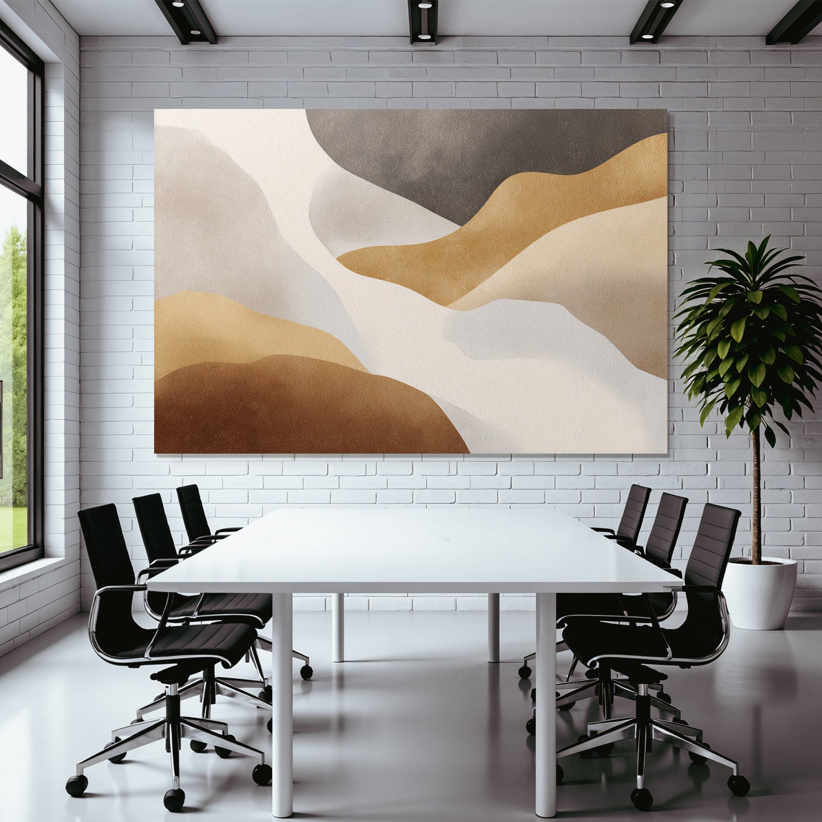 Abstraktes Design Organische Formen Erdtoene Braun Beige Grau