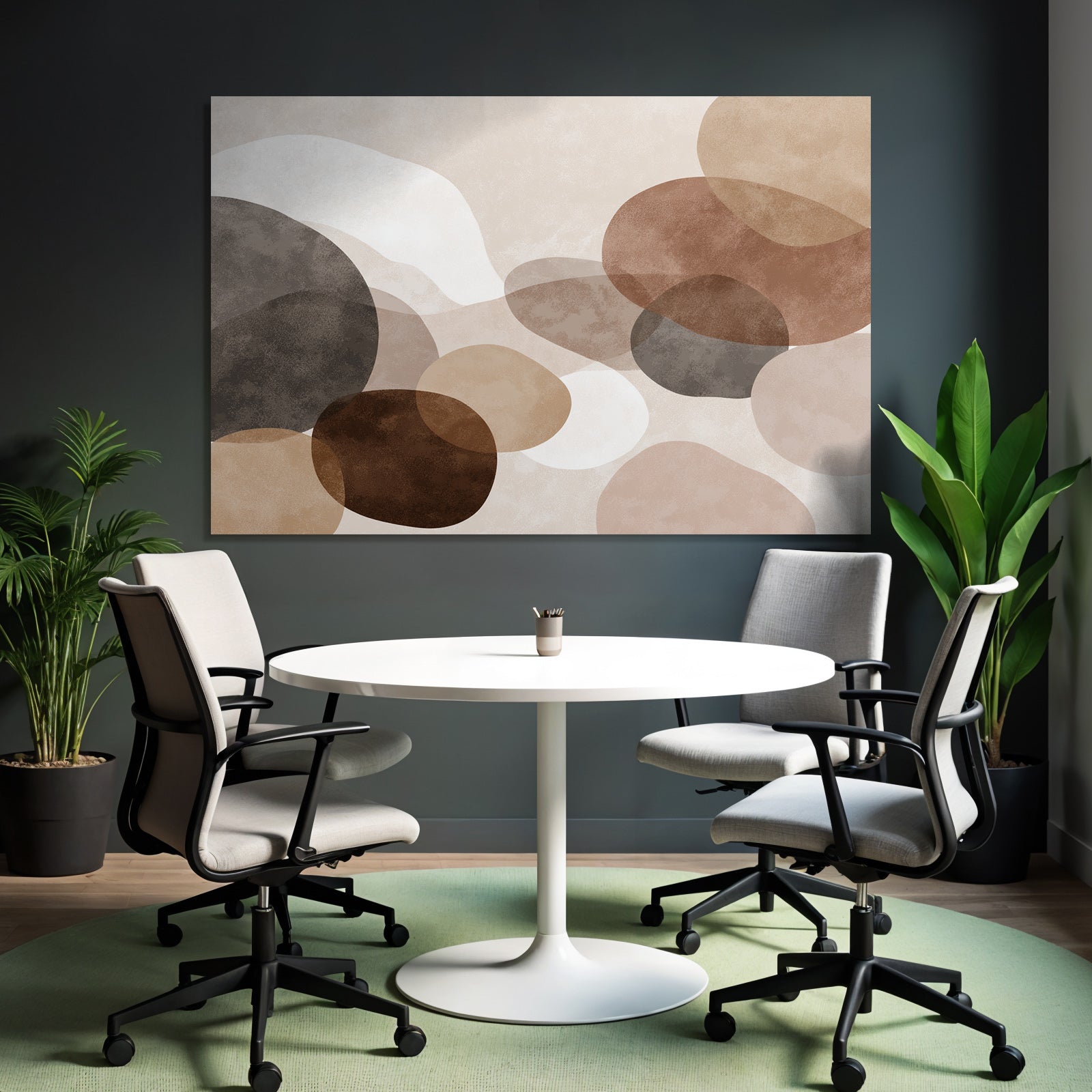 Abstraktes Design Ueberlappende Schaeden Braun Beige Grau