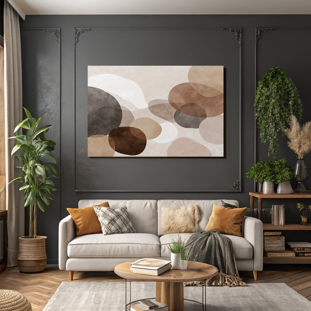 Abstraktes Design Ueberlappende Schaeden Braun Beige Grau