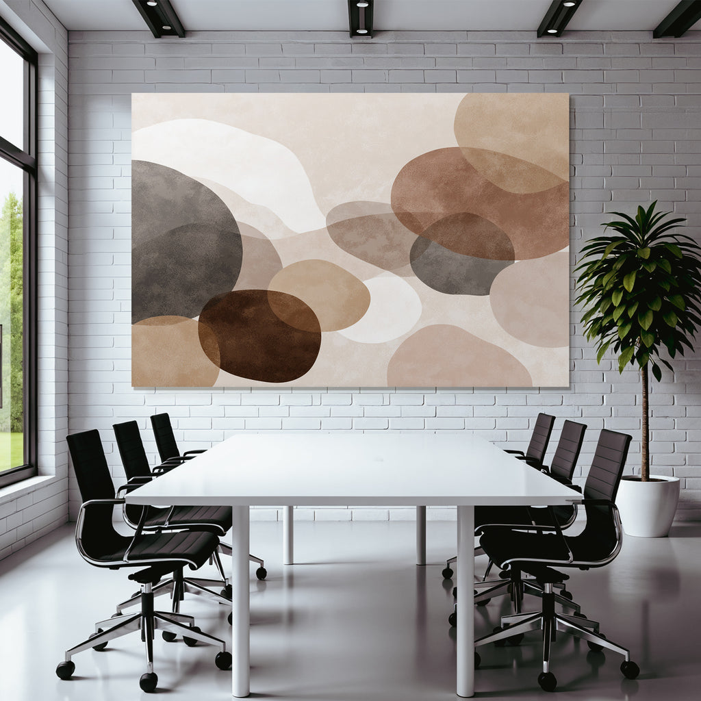 Abstraktes Design Ueberlappende Schaeden Braun Beige Grau