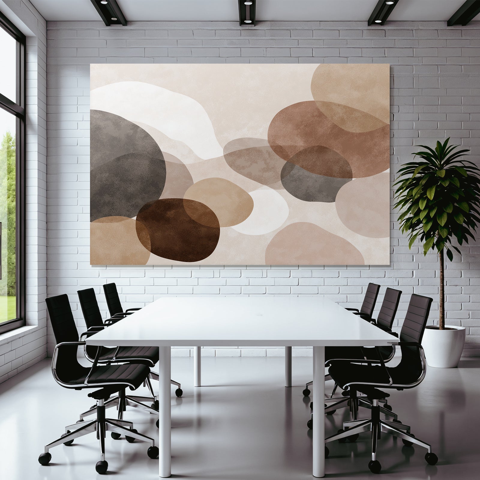 Abstraktes Design Ueberlappende Schaeden Braun Beige Grau