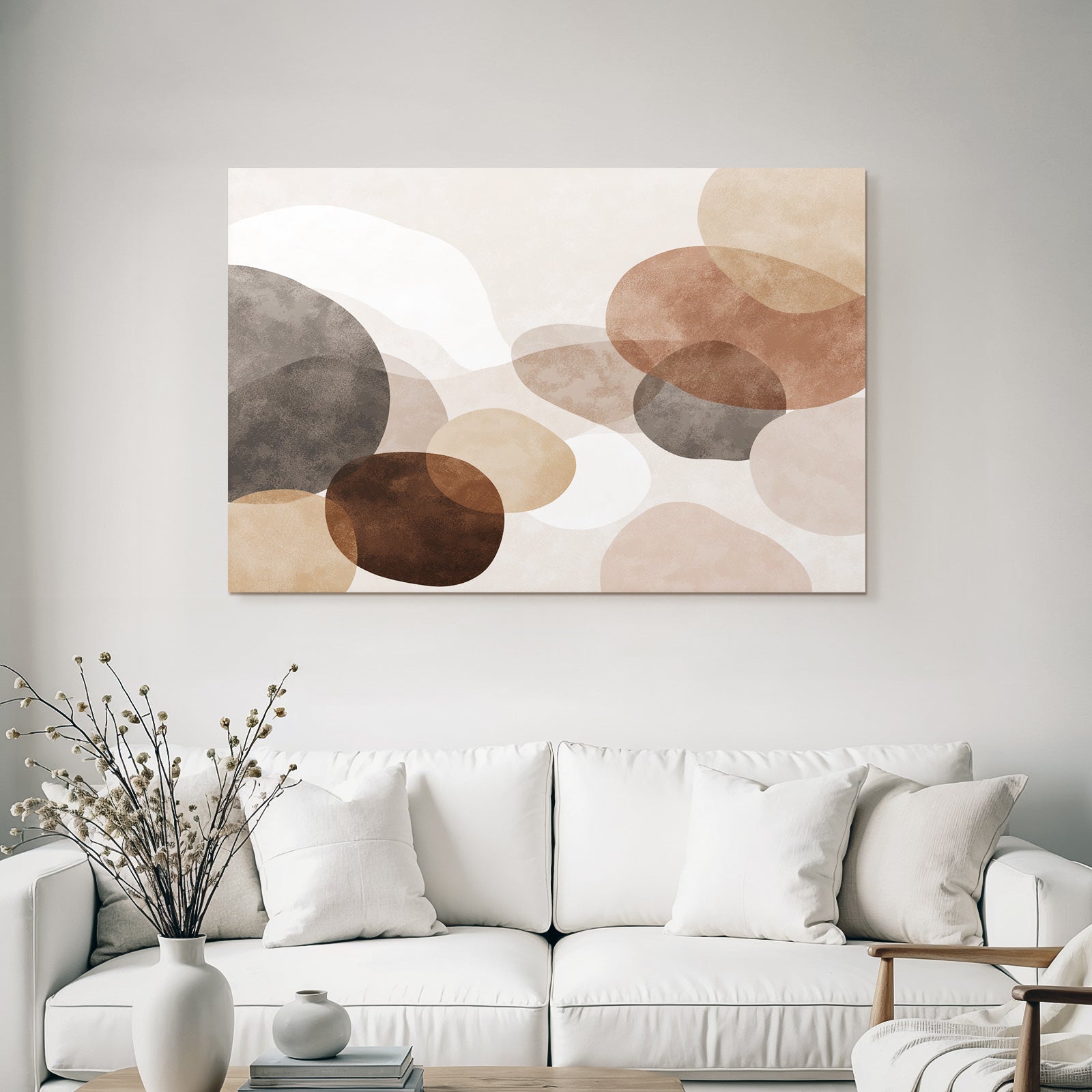 Abstraktes Design Ueberlappende Schaeden Braun Beige Grau