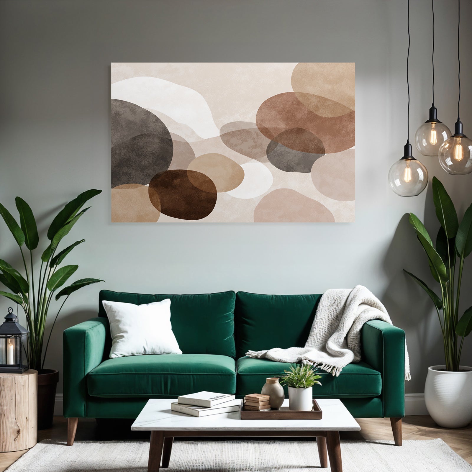 Abstraktes Design Ueberlappende Schaeden Braun Beige Grau