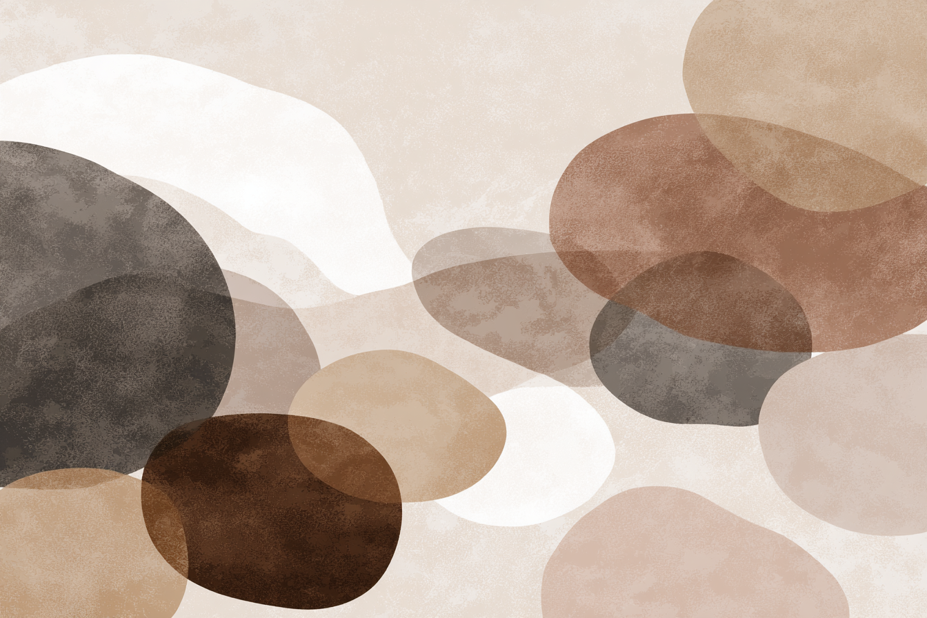 Abstraktes Design Ueberlappende Schaeden Braun Beige Grau | Japandi | Einrichtungsstile
