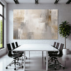 Abstraktes Gemaelde Beige Grau Weiss