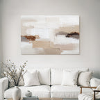 Abstraktes Gemaelde Beige Weiss Braun