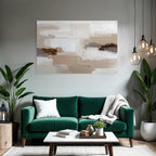 Abstraktes Gemaelde Beige Weiss Braun