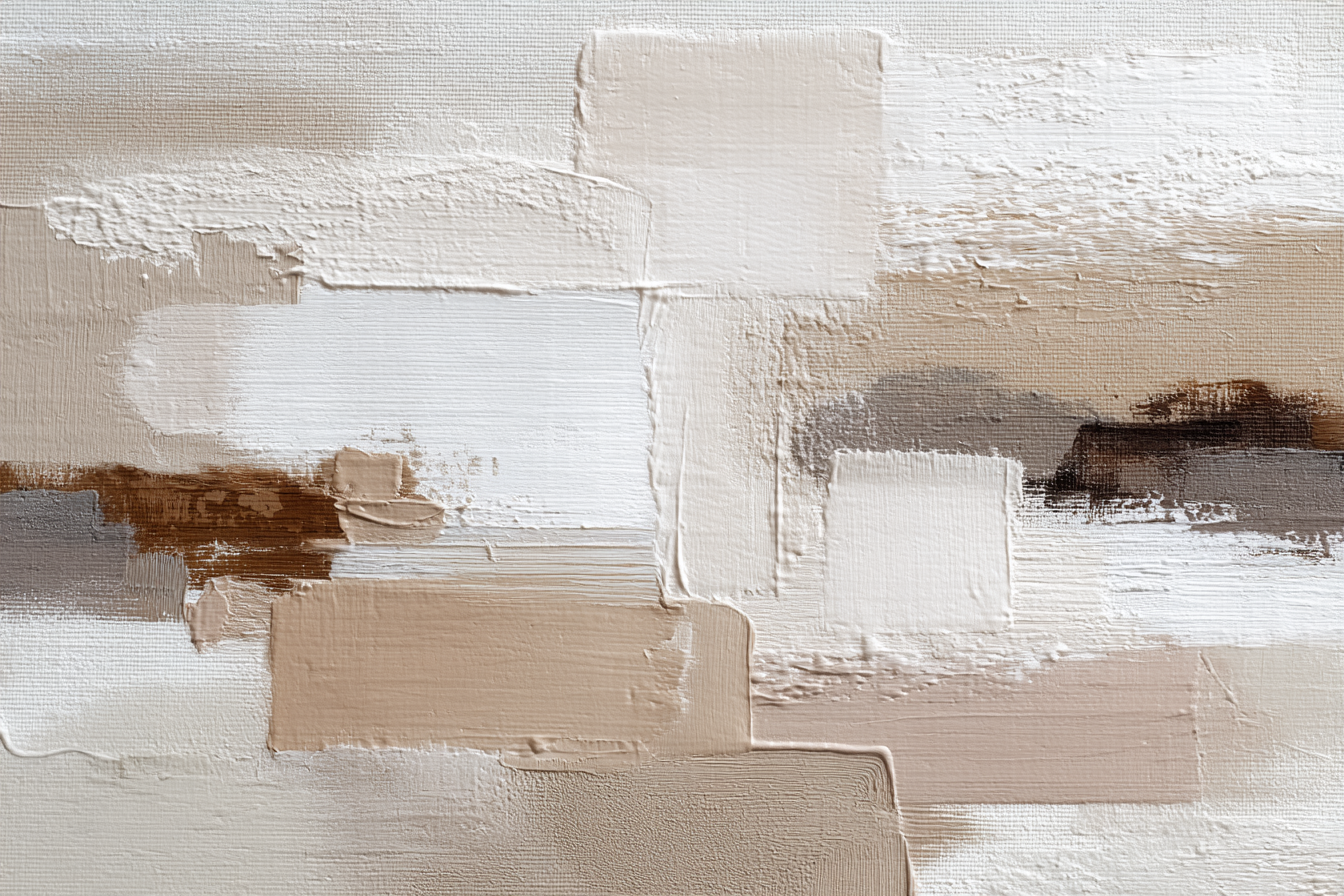 Abstraktes Gemaelde Beige Weiss Braun | Japandi | Einrichtungsstile