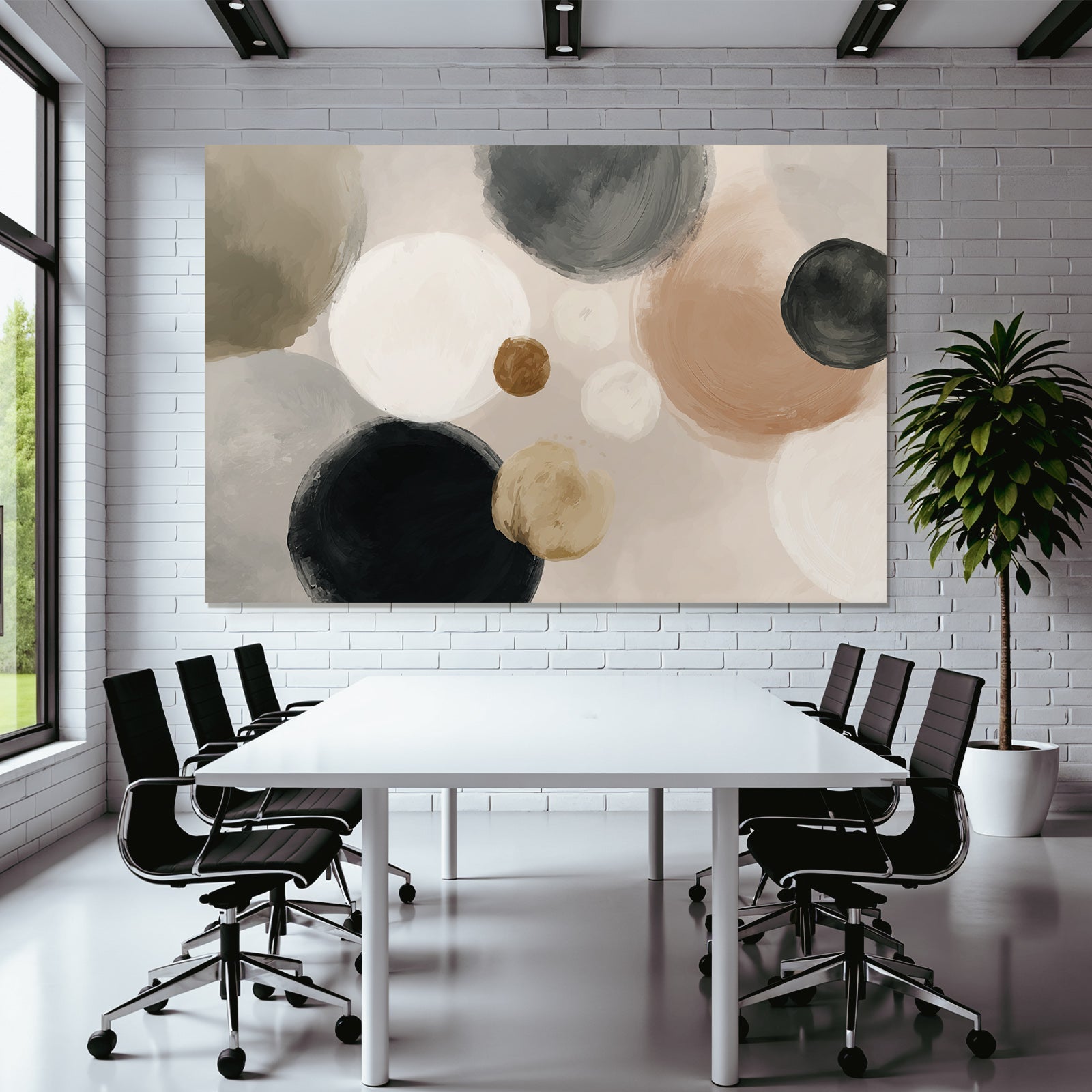 Abstraktesdesign Mit Kreisformen In Verschiedenen Farben Creme Beige Schwarz Braun