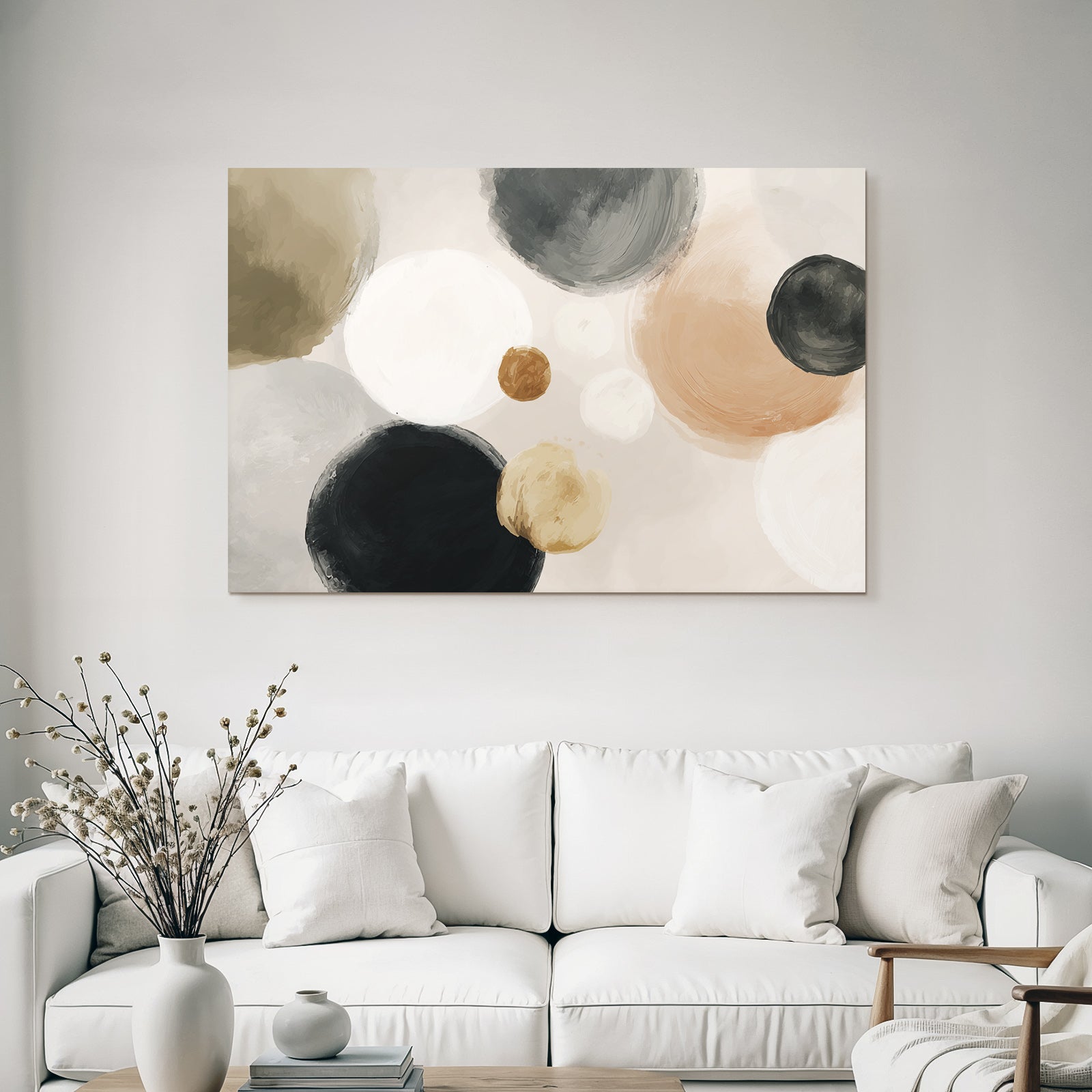 Abstraktesdesign Mit Kreisformen In Verschiedenen Farben Creme Beige Schwarz Braun