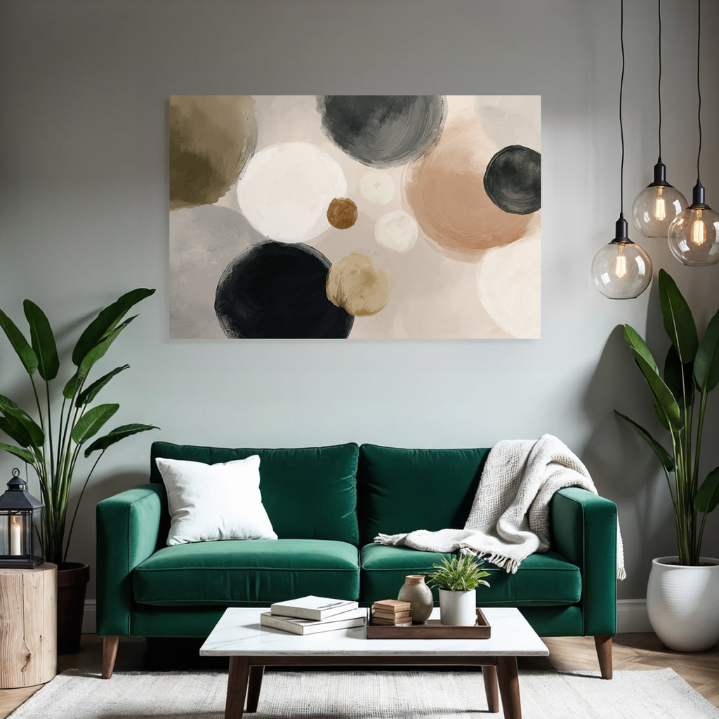 Abstraktesdesign Mit Kreisformen In Verschiedenen Farben Creme Beige Schwarz Braun