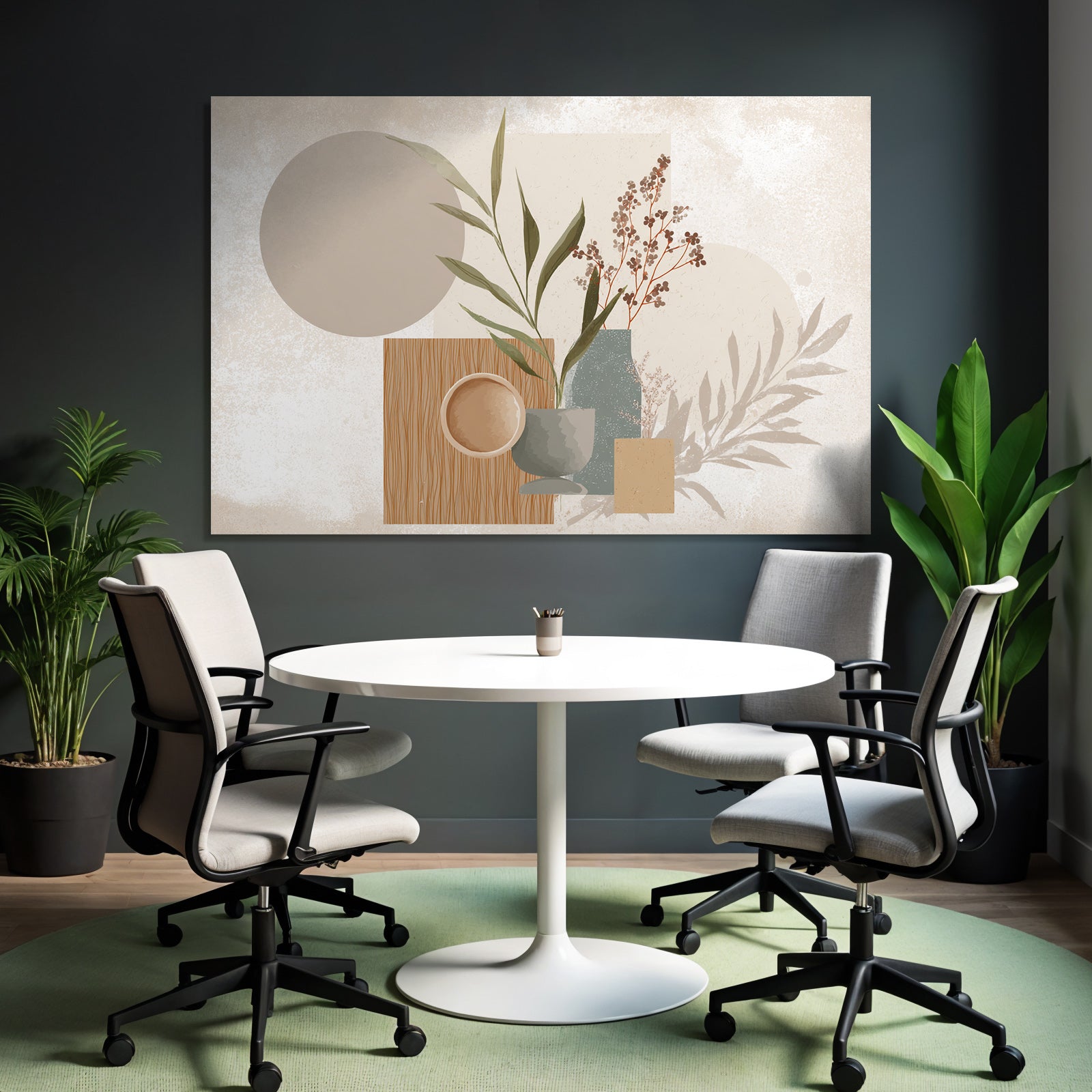 Artistic Composition Shapes Textures Plants Minimalist Design