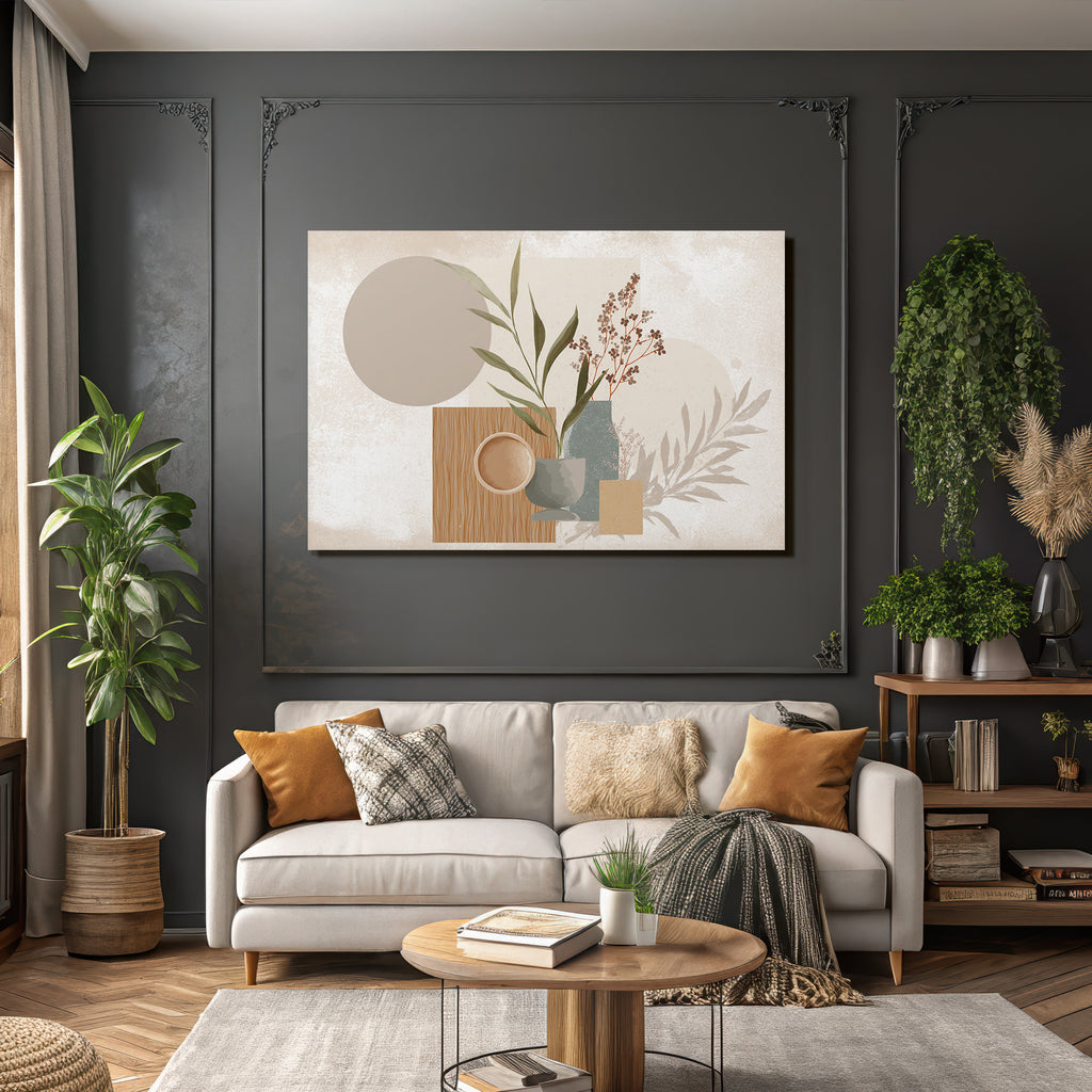 Artistic Composition Shapes Textures Plants Minimalist Design