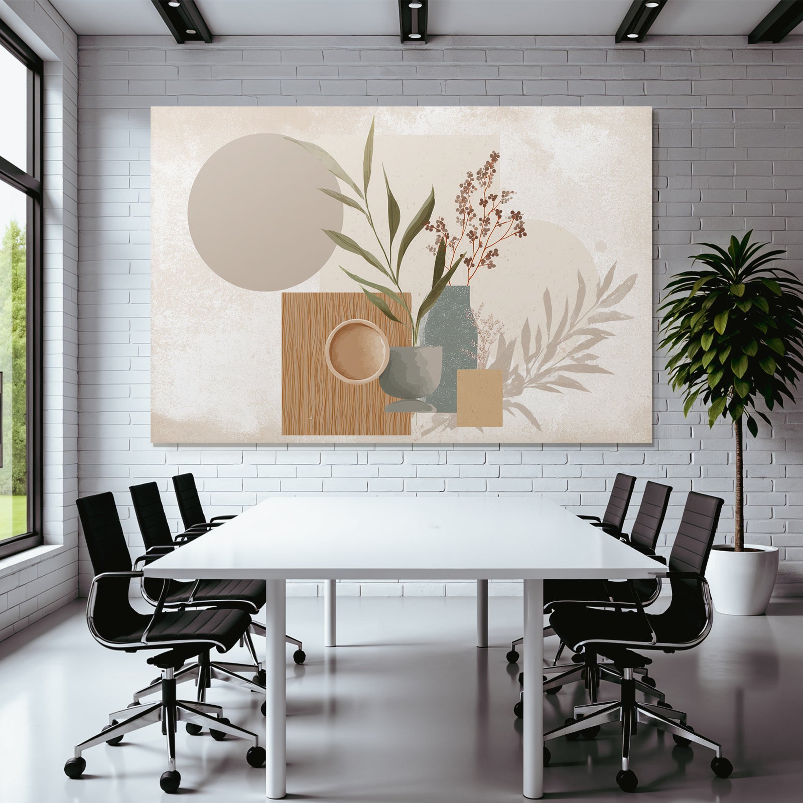 Artistic Composition Shapes Textures Plants Minimalist Design