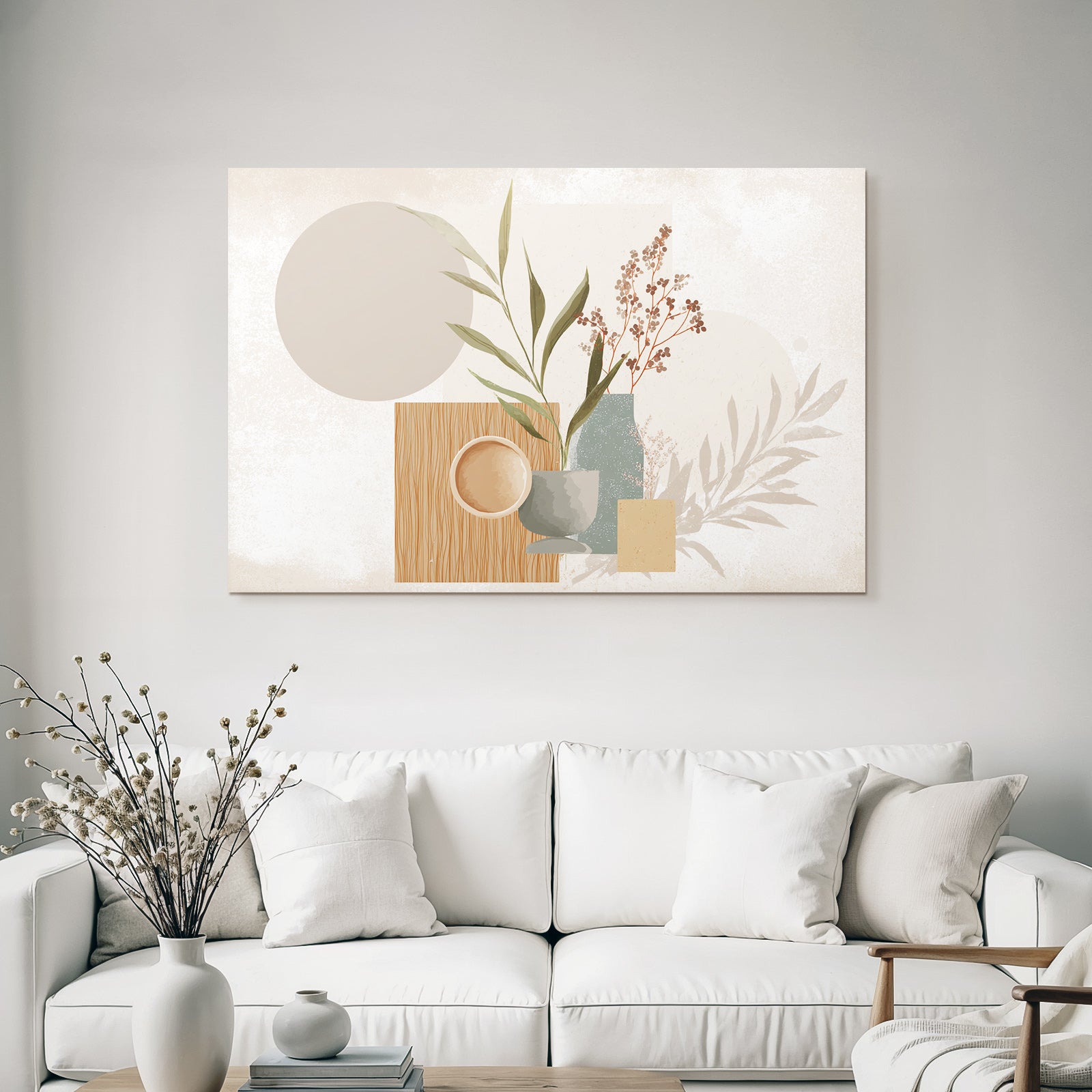 Artistic Composition Shapes Textures Plants Minimalist Design