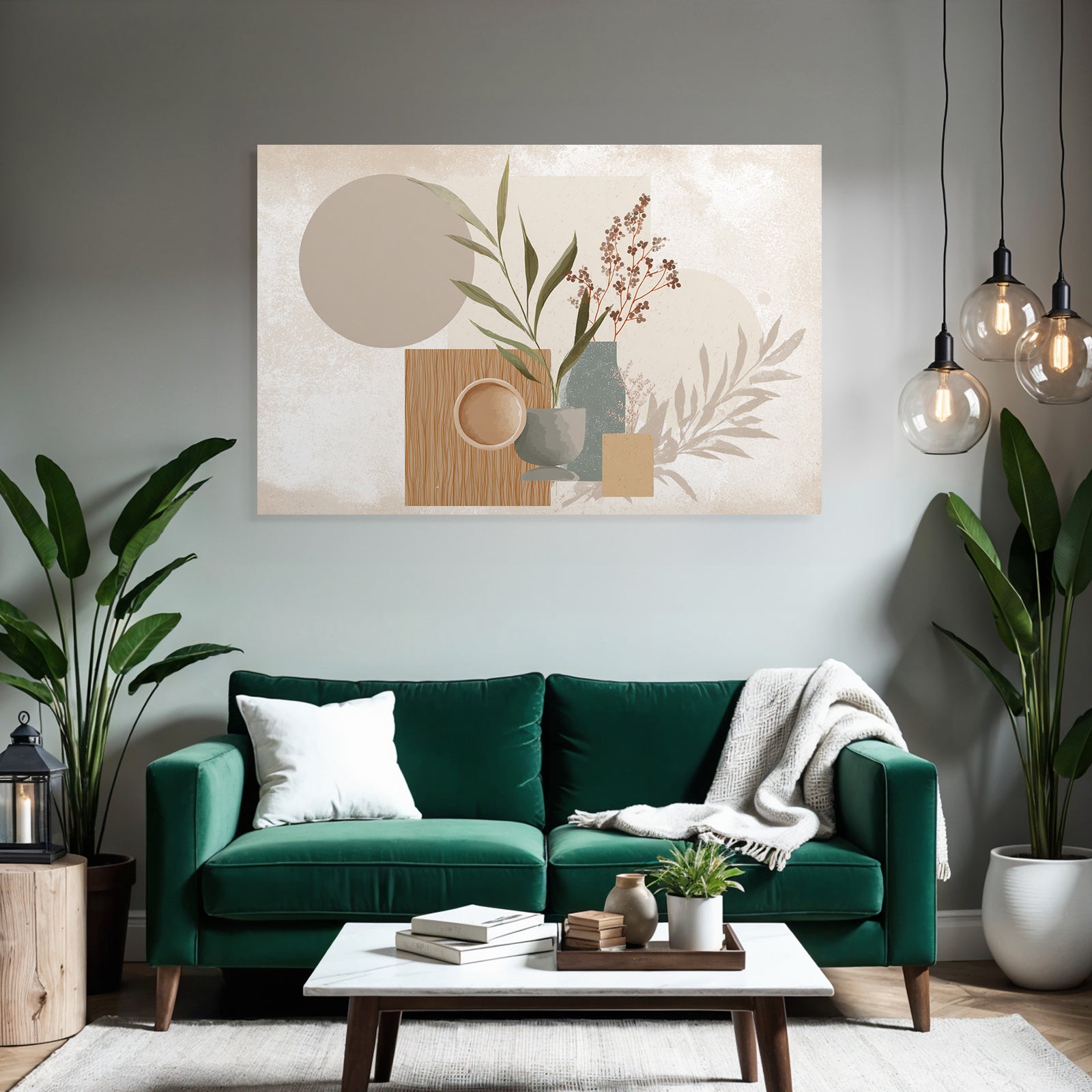 Artistic Composition Shapes Textures Plants Minimalist Design
