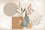Artistic Composition Shapes Textures Plants Minimalist Design | Japandi | Einrichtungsstile