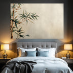Bamboo And Leaves Watercolor Illustration Textured Background