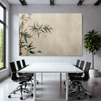 Bamboo And Leaves Watercolor Illustration Textured Background
