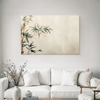 Bamboo And Leaves Watercolor Illustration Textured Background