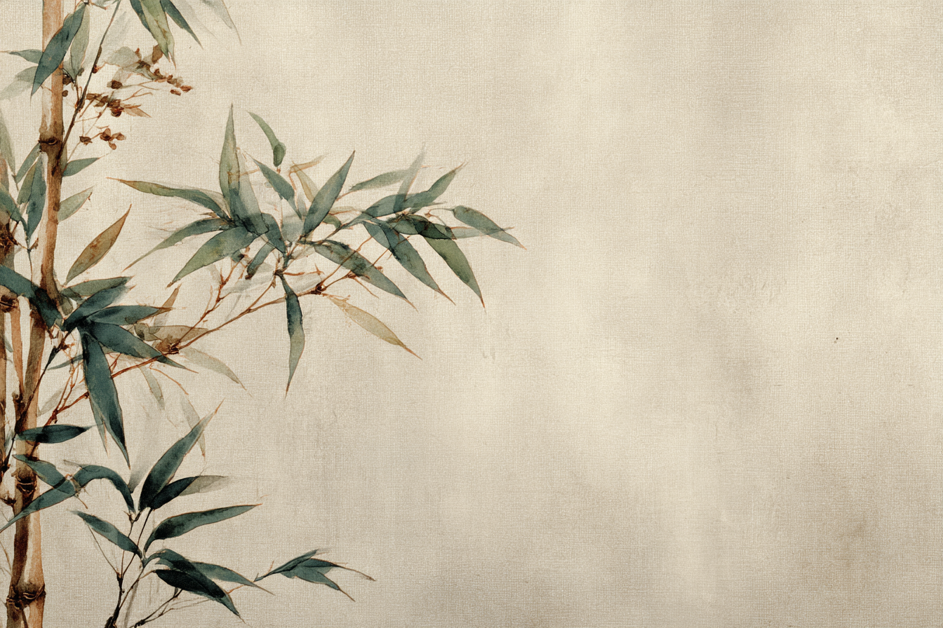 Bamboo Leaves Watercolor Illustration Texture Aspect Ratio | Japandi | Einrichtungsstile