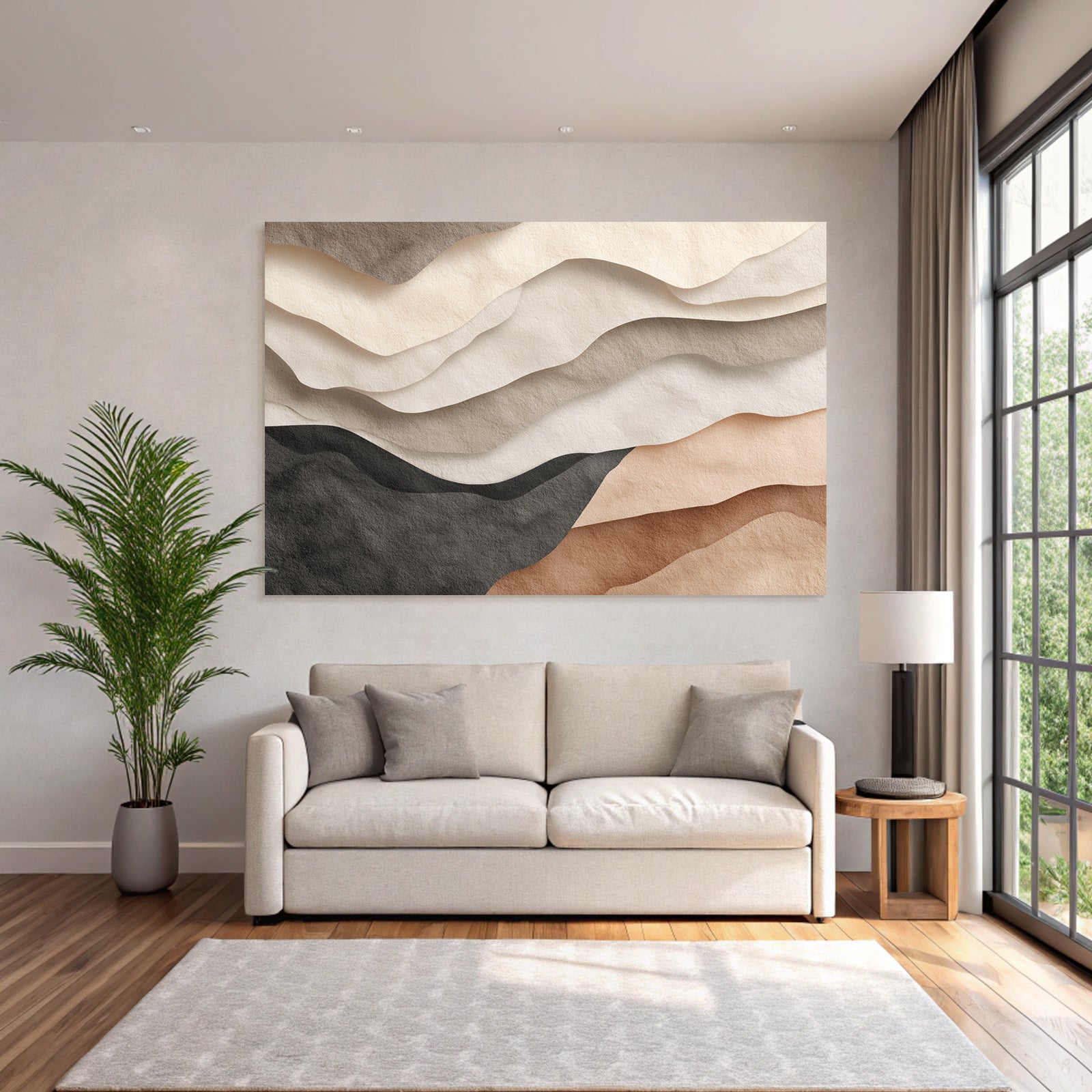Layered Design Waves Hills Textured Paper Neutral Tones