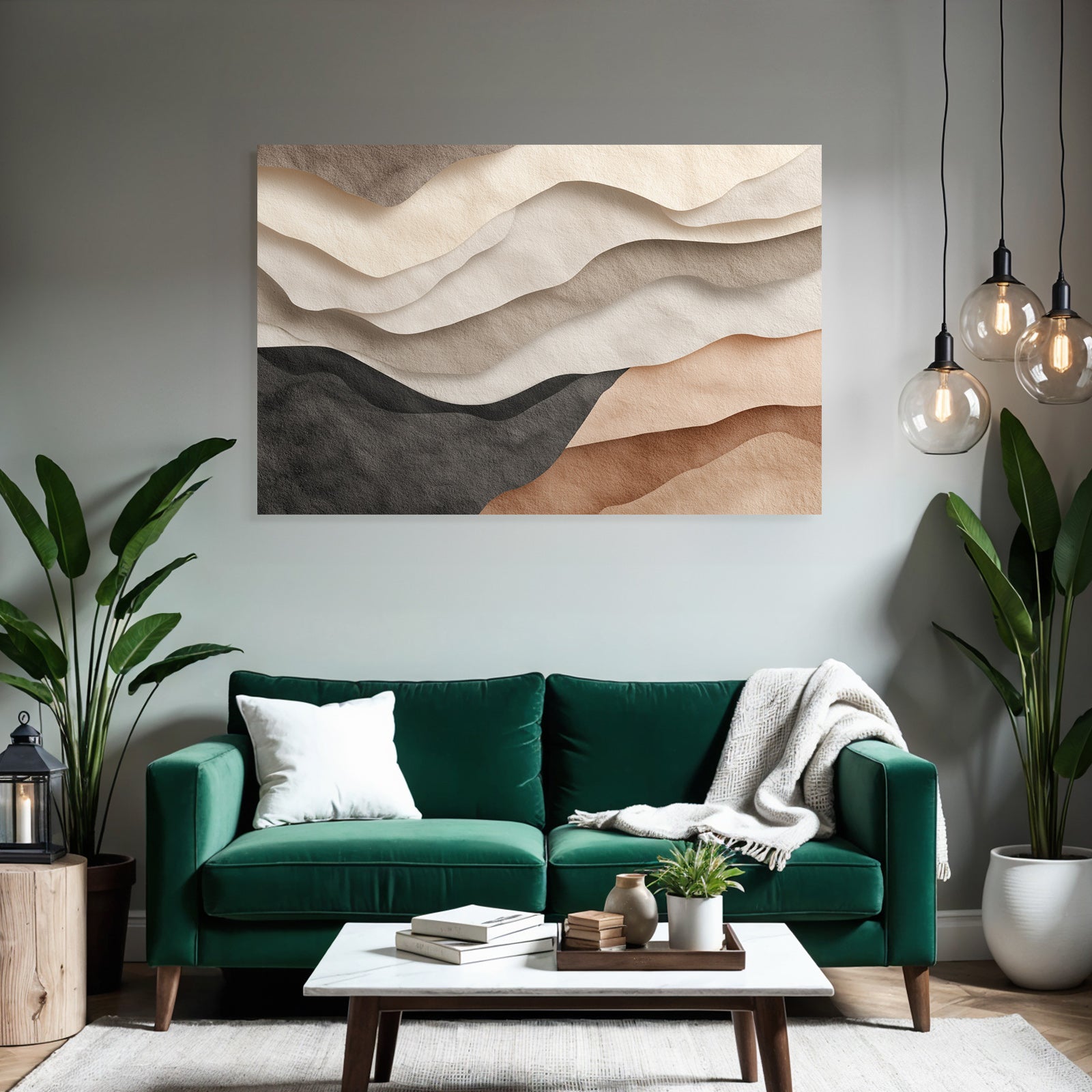 Layered Design Waves Hills Textured Paper Neutral Tones